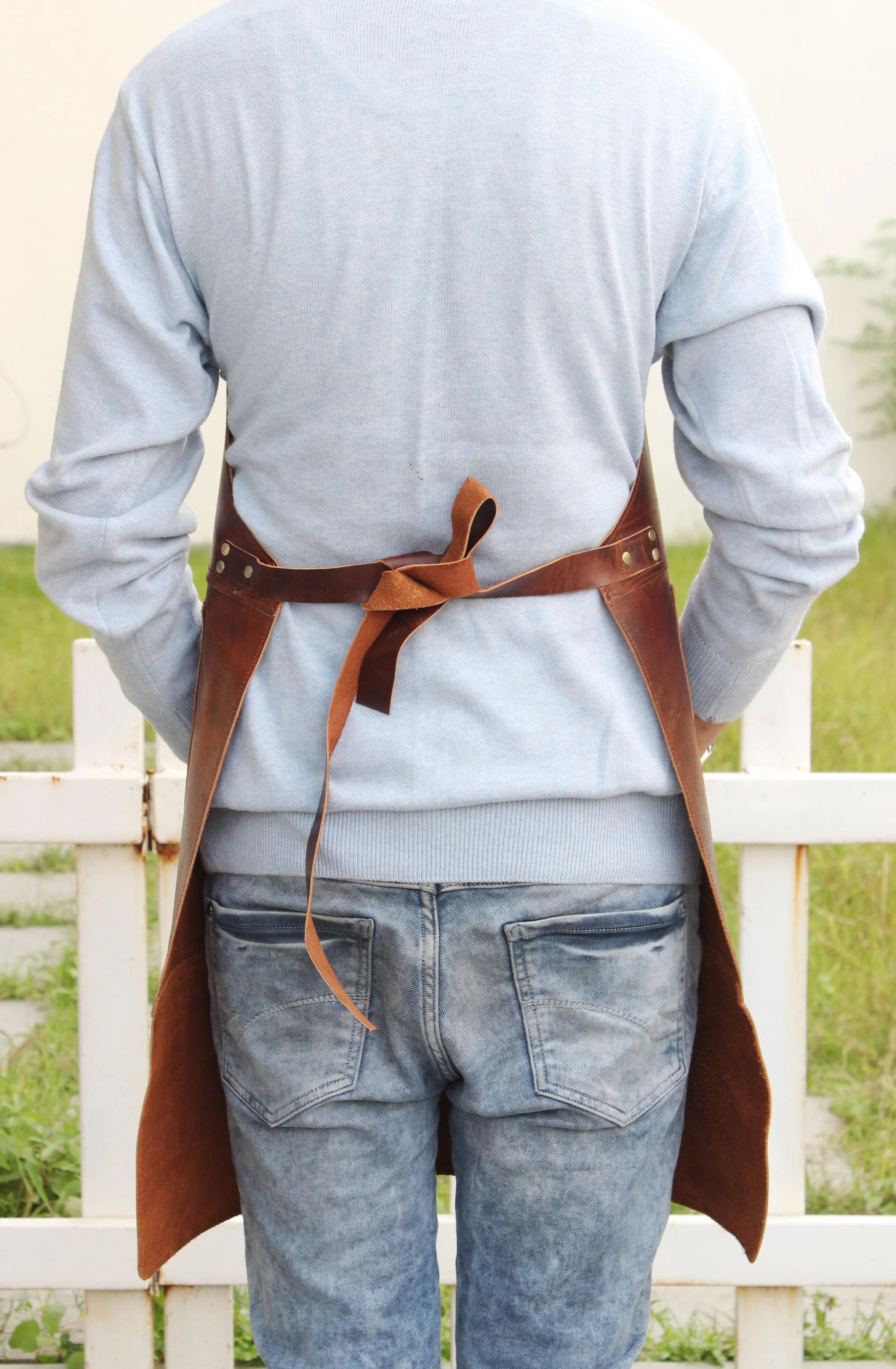 Genuine Full Grain Leather Apron- Brown