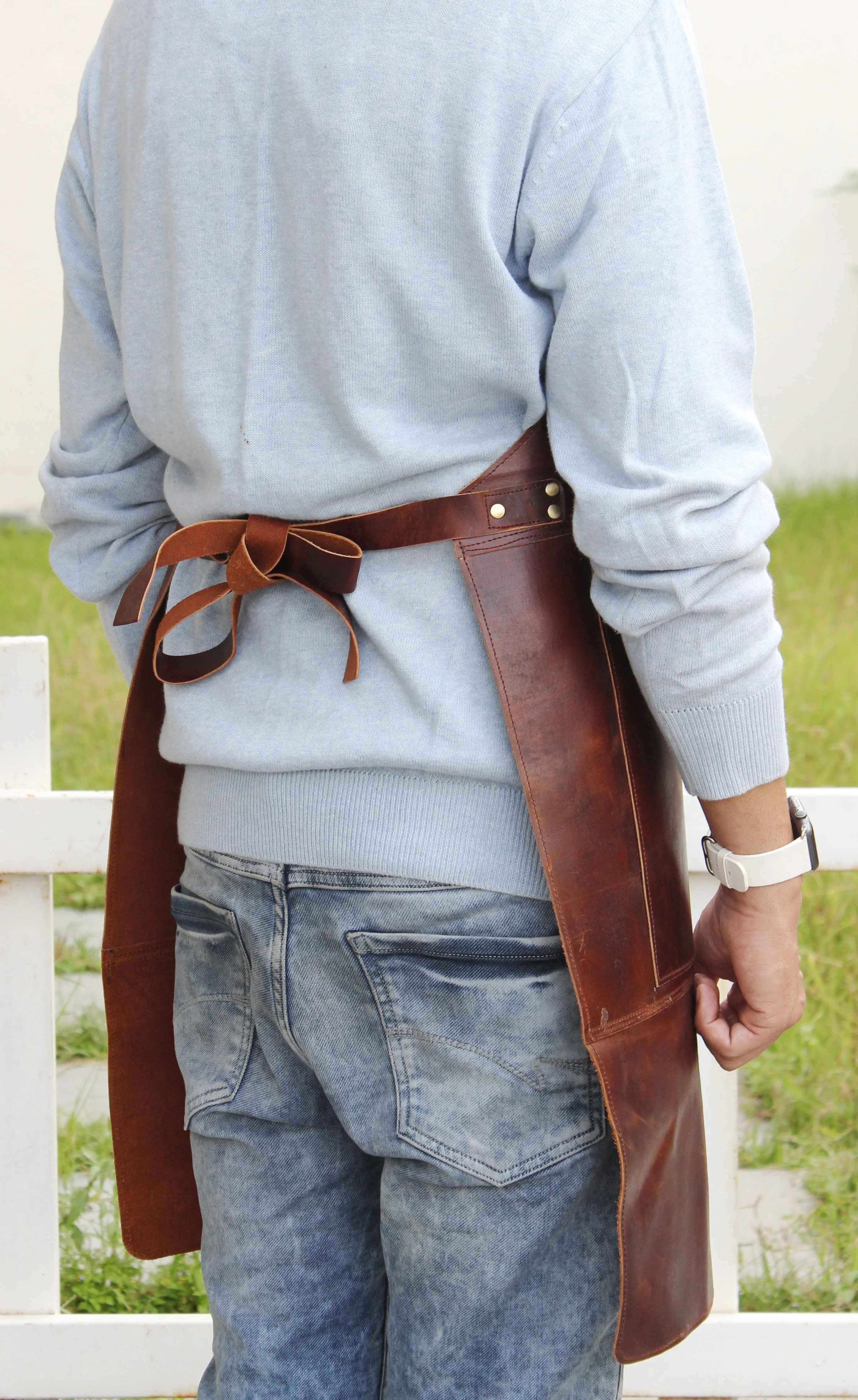 Genuine Full Grain Leather Apron- Brown