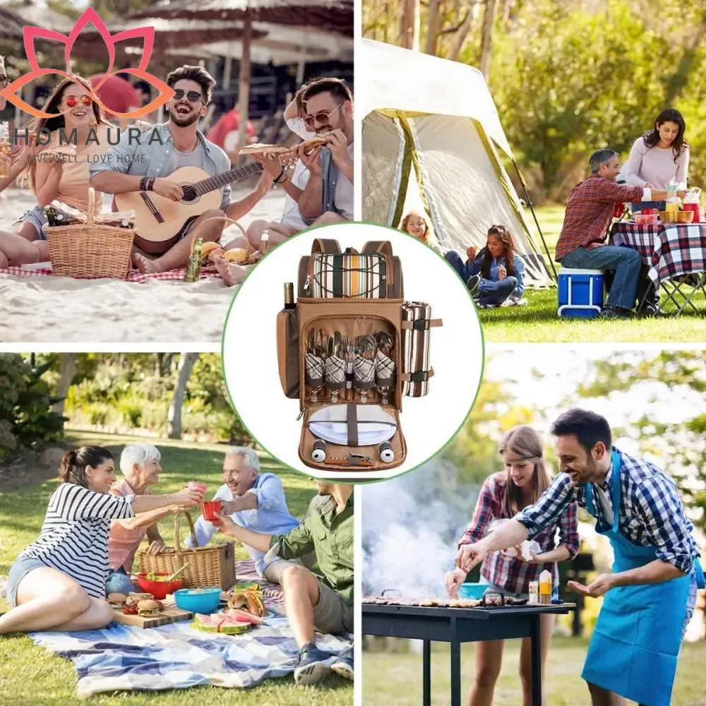 Hap Tim Picnic Backpack Set with Utensils and Blanket