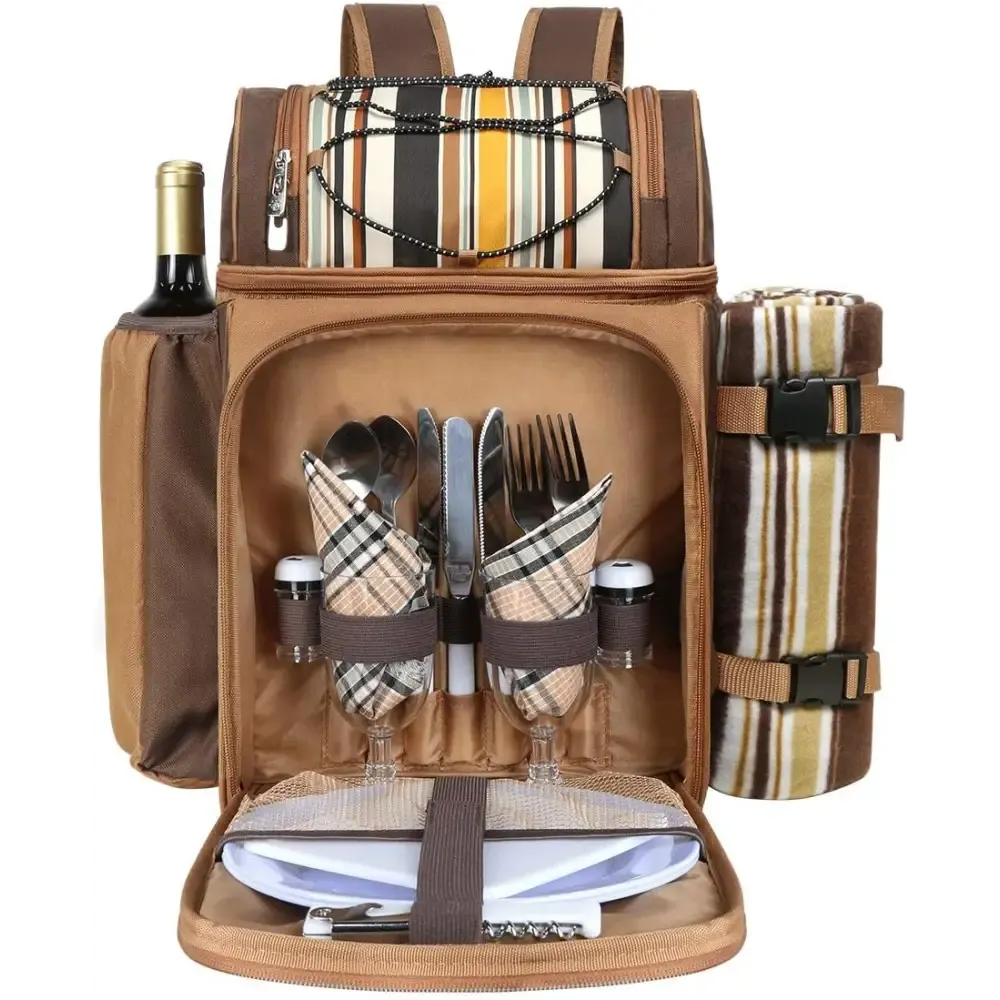 Hap Tim Picnic Backpack Set with Utensils and Blanket