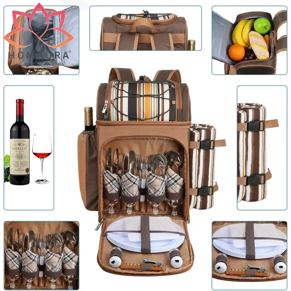 Hap Tim Picnic Backpack Set with Utensils and Blanket