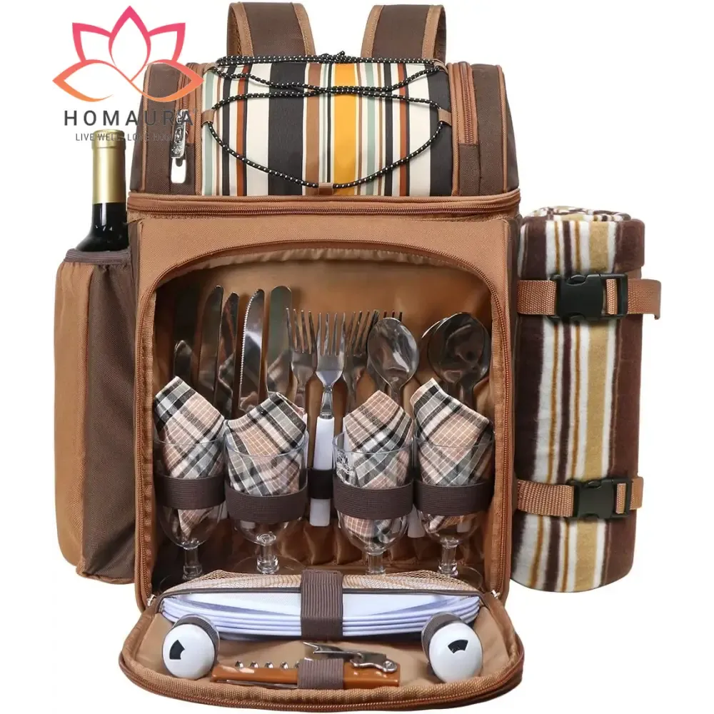 Hap Tim Picnic Backpack Set with Utensils and Blanket