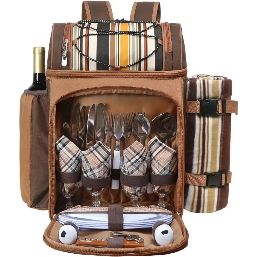 Hap Tim Picnic Backpack Set with Utensils and Blanket