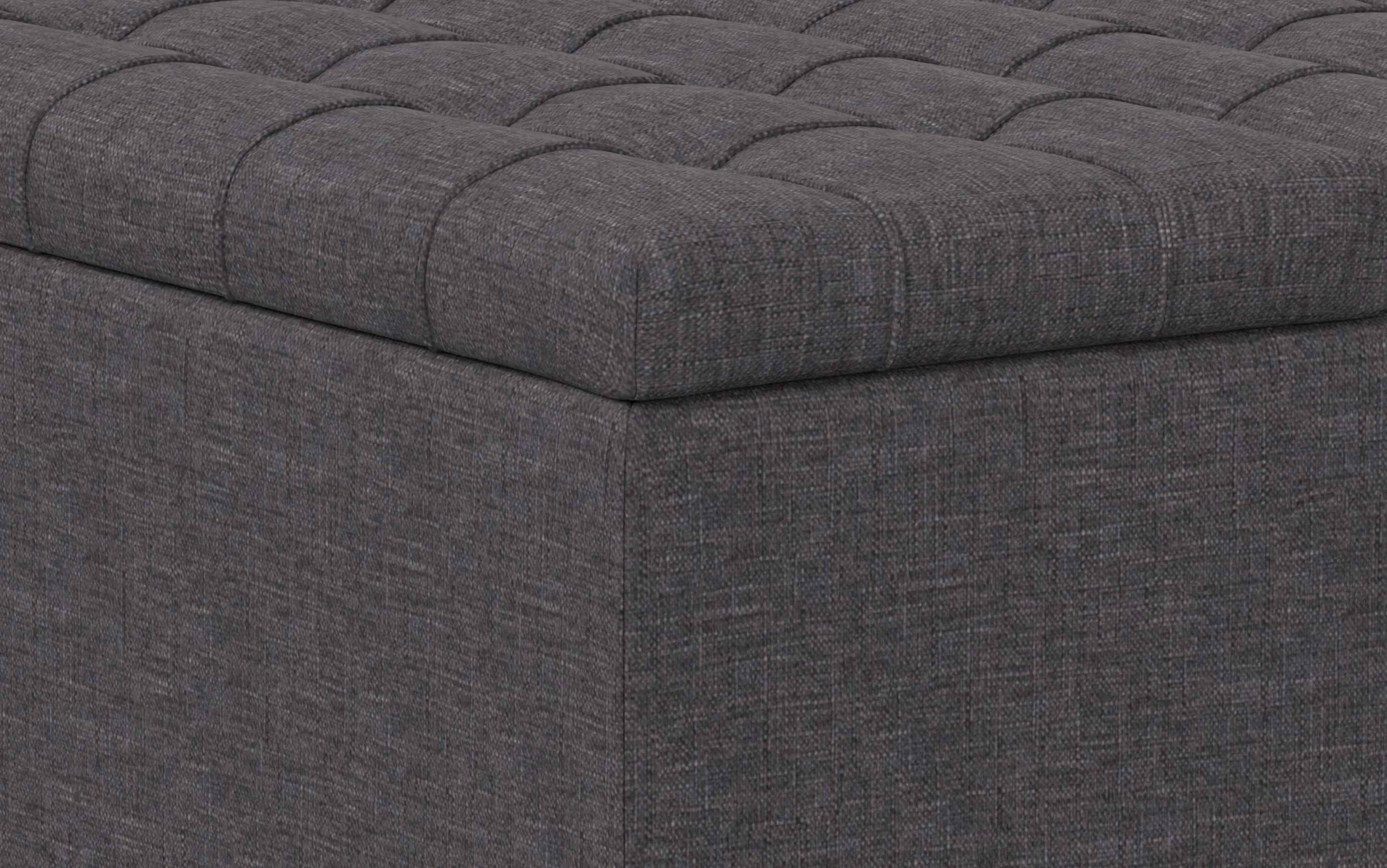 Harrison Small Square Coffee Table Storage Ottoman in Linen