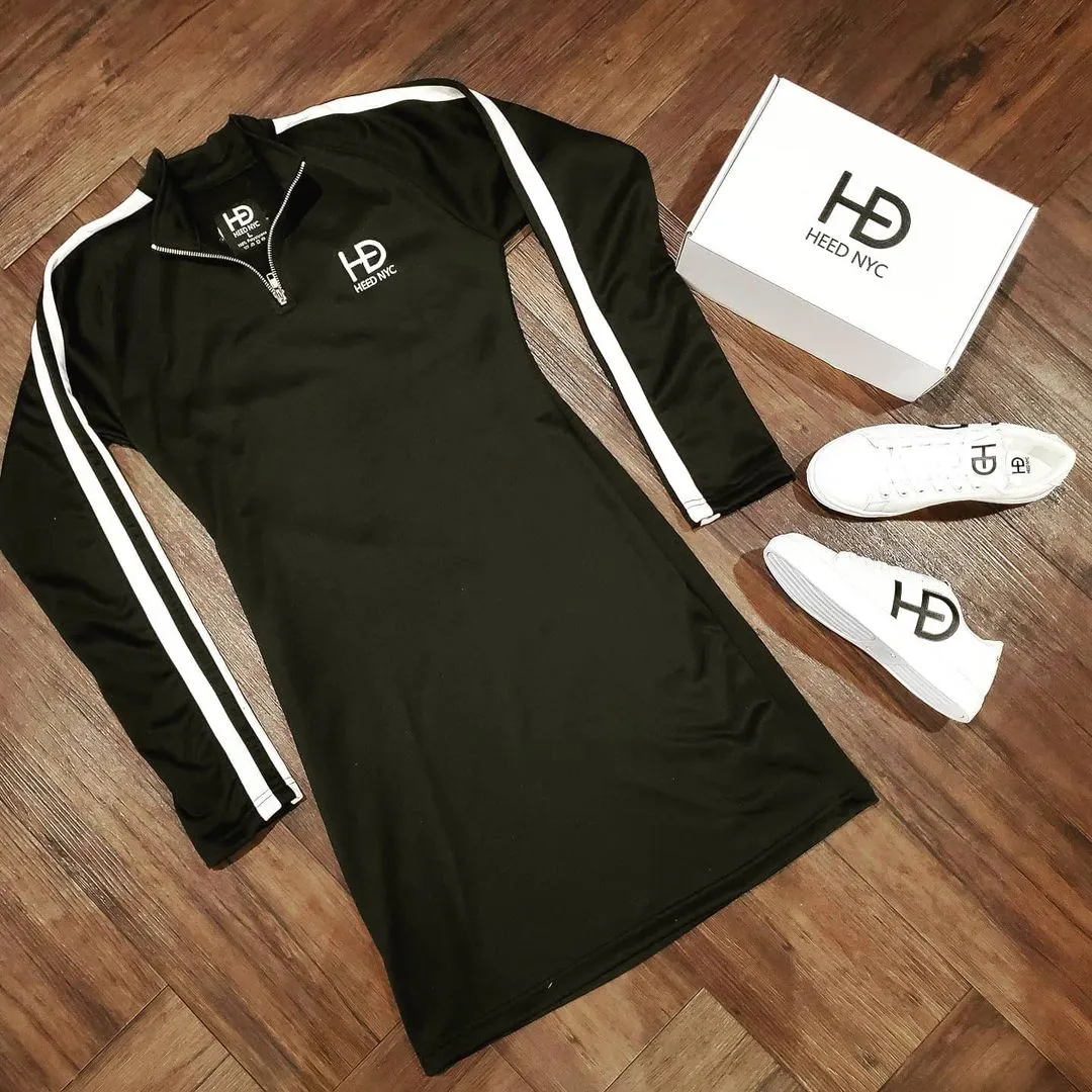 HEED NYC Classic Women's Black & White Track Dress