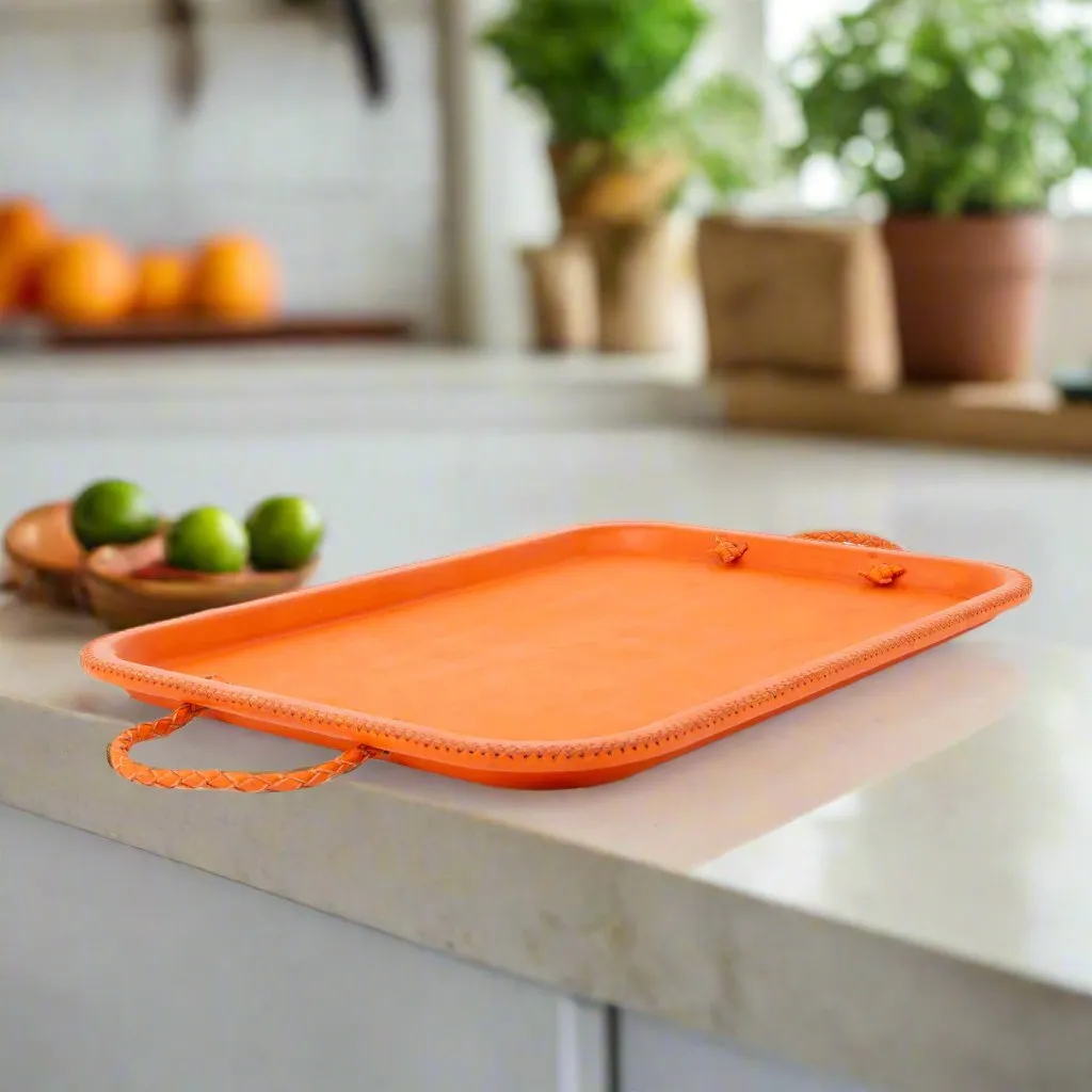 Hermana | 16” Serving Tray with Embroidered Handles