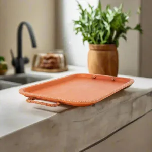 Hermana | 16” Serving Tray with Embroidered Handles