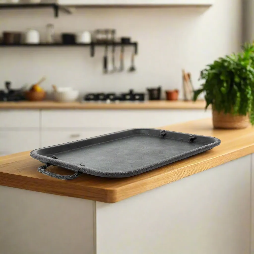Hermana | 16” Serving Tray with Embroidered Handles