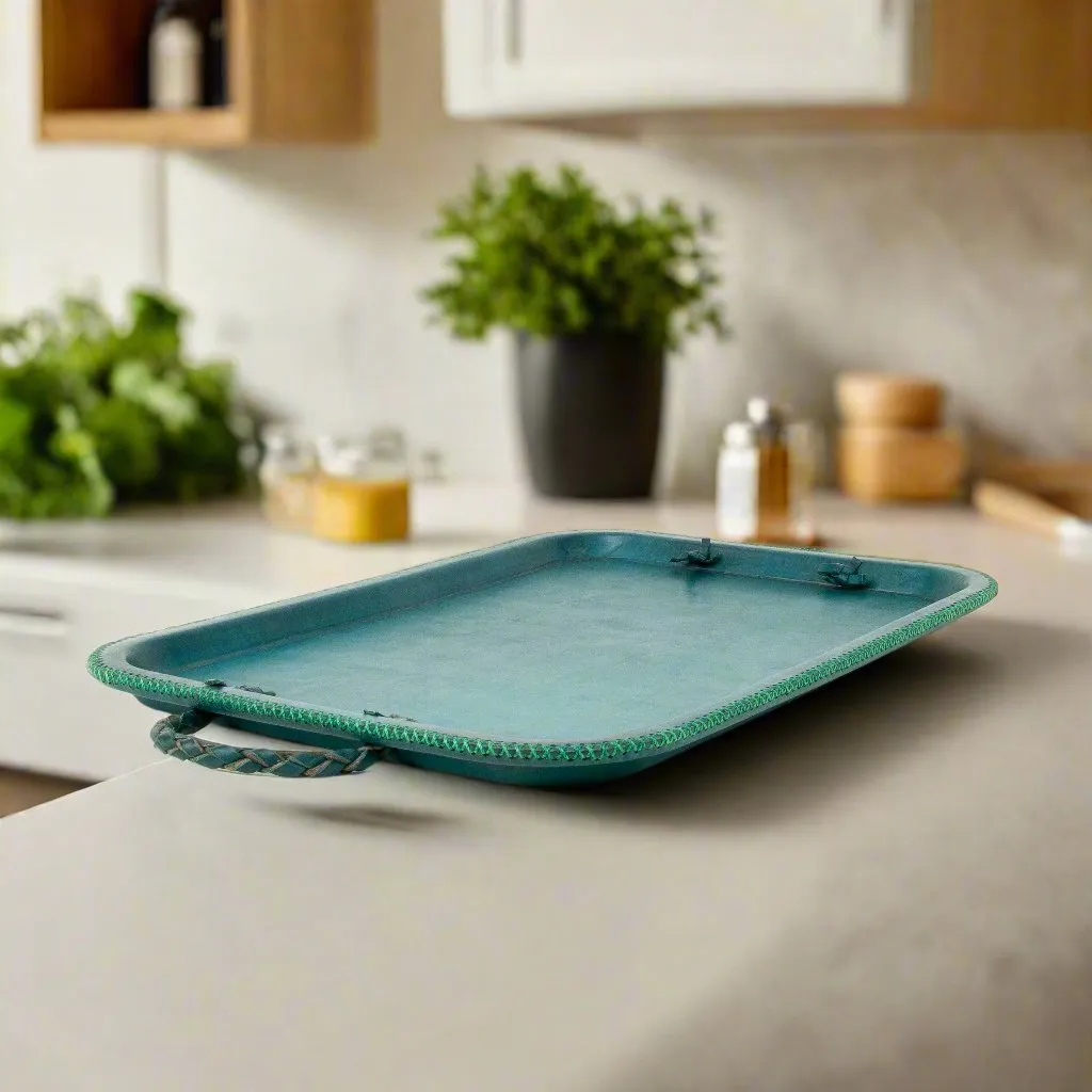 Hermana | 16” Serving Tray with Embroidered Handles