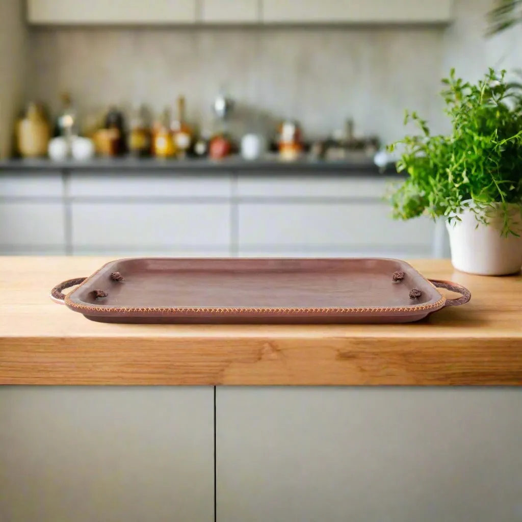 Hermana | 16” Serving Tray with Embroidered Handles