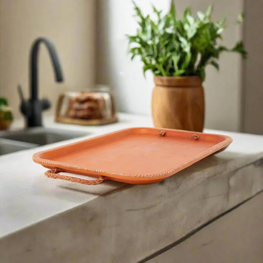 Hermana | 16” Serving Tray with Embroidered Handles