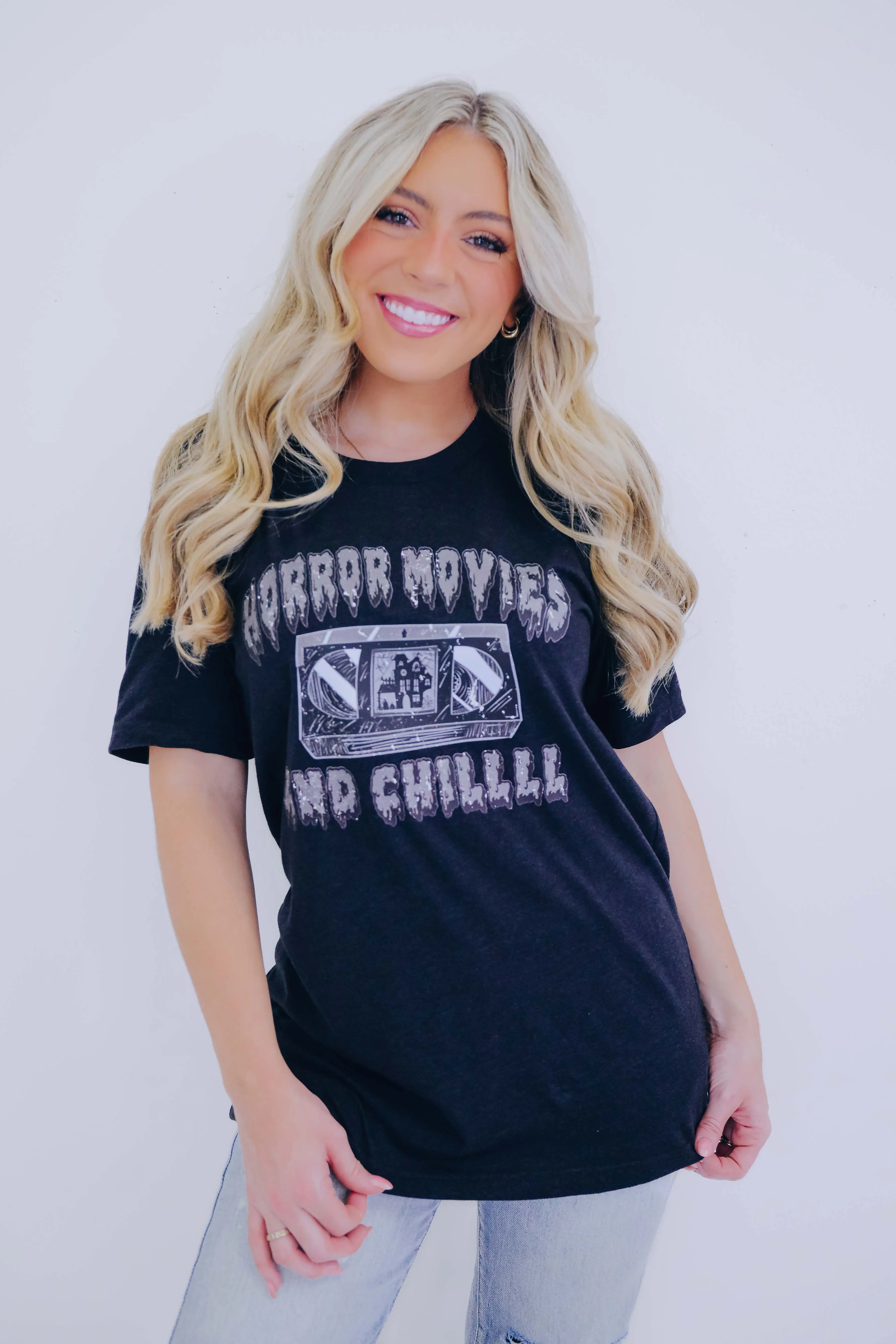 Horror Movies And Chill Bella Canvas Graphic Tee S-2X