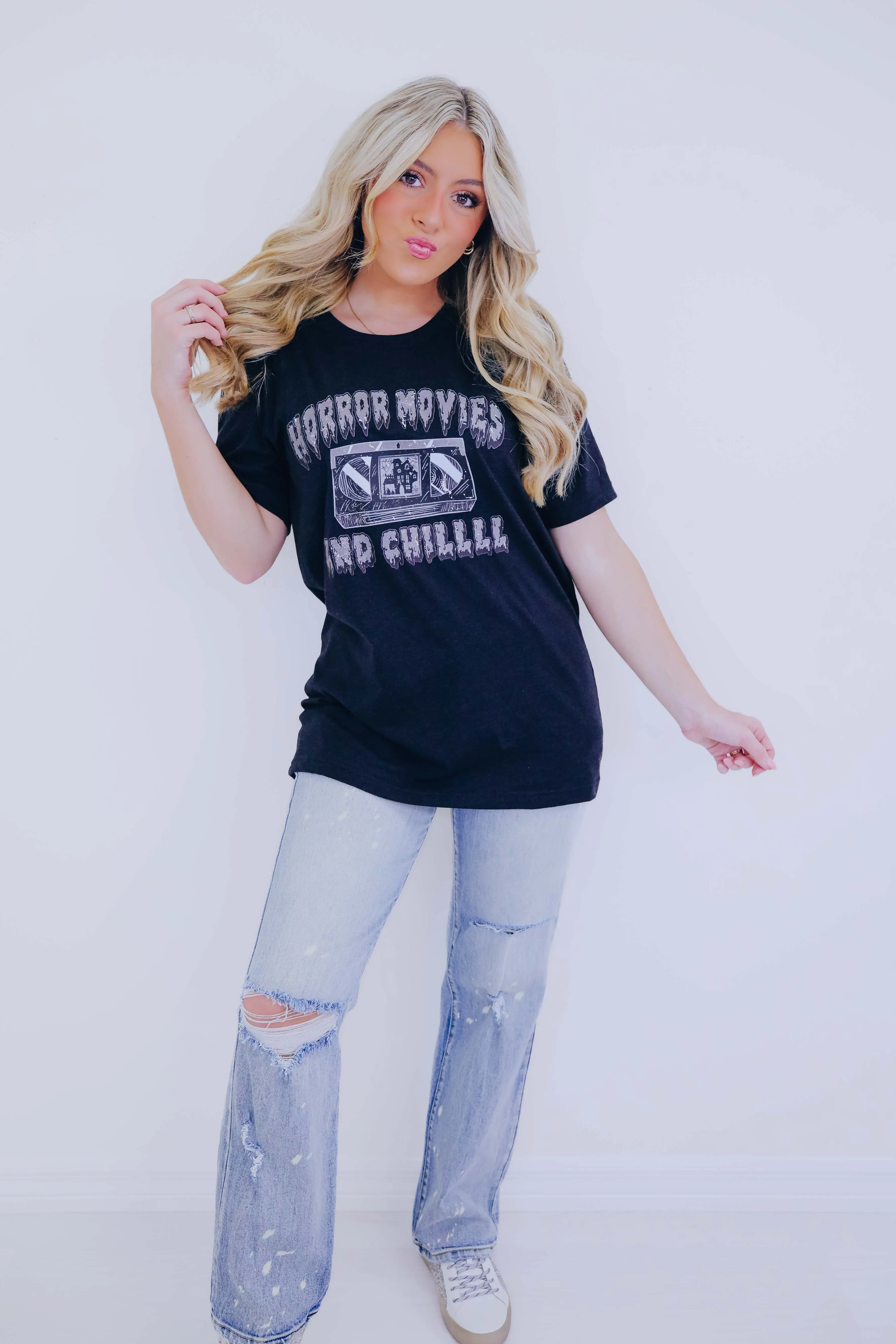 Horror Movies And Chill Bella Canvas Graphic Tee S-2X