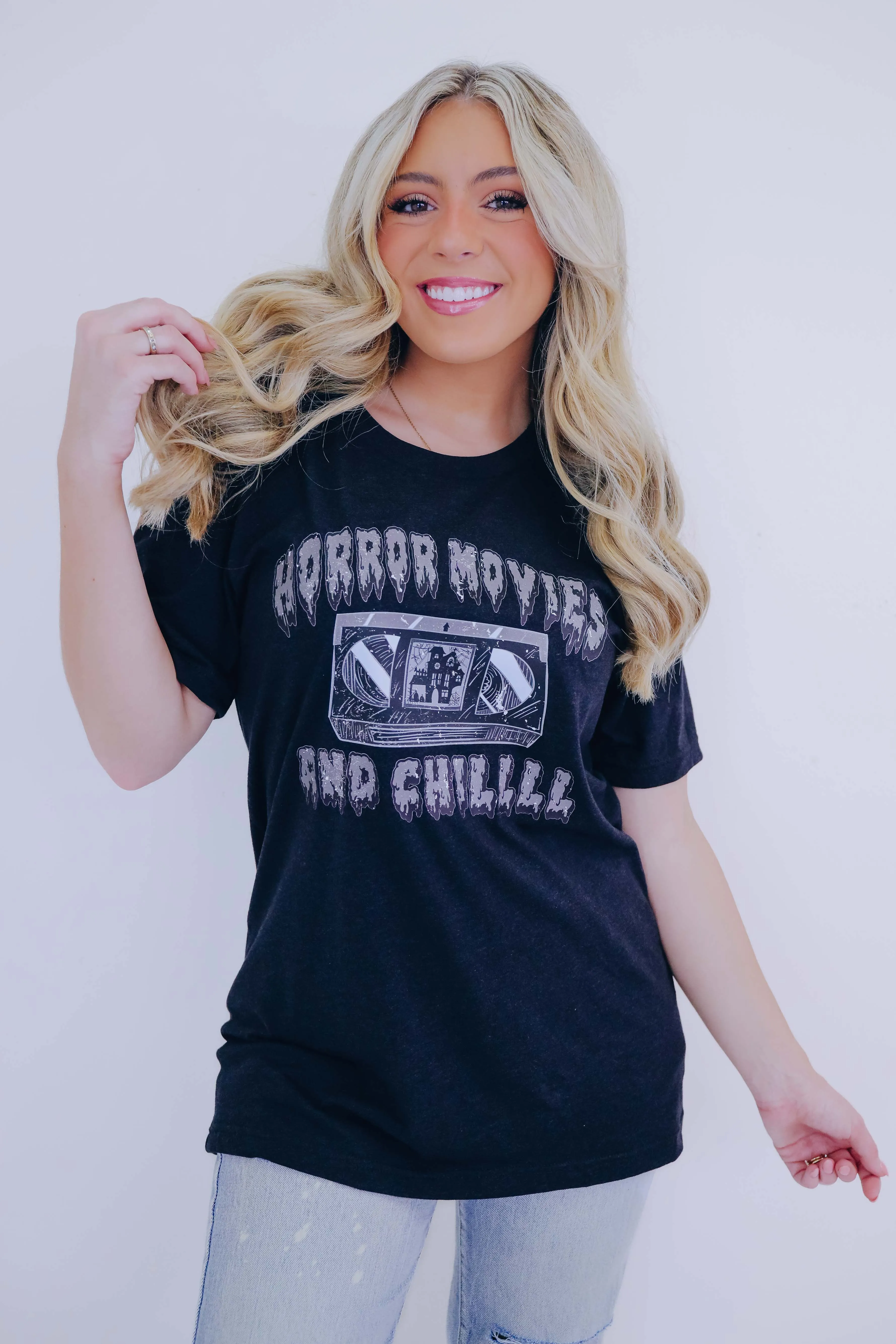 Horror Movies And Chill Bella Canvas Graphic Tee S-2X