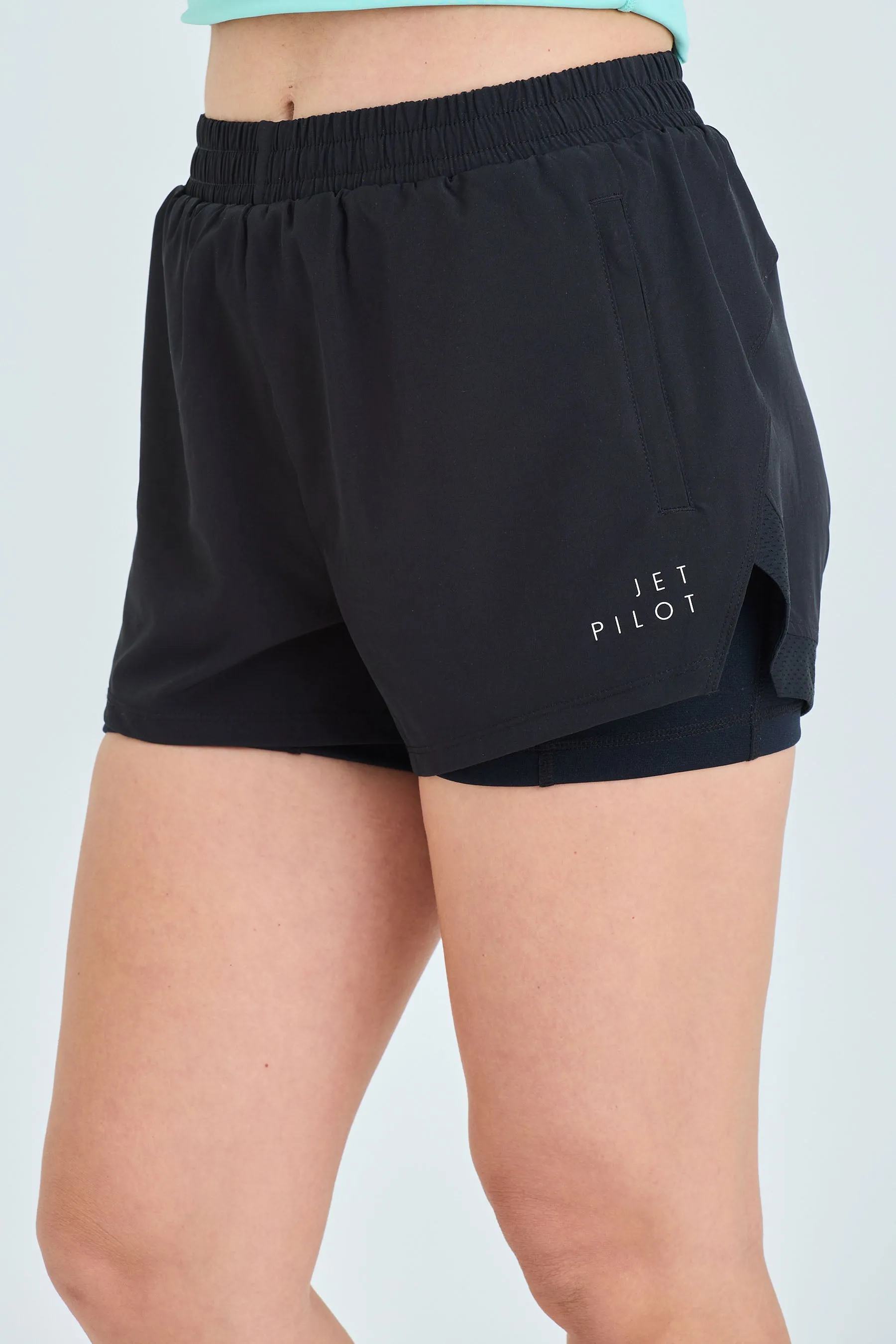 Jetpilot Corp Ladies Elastic Waist Rideshort - Black