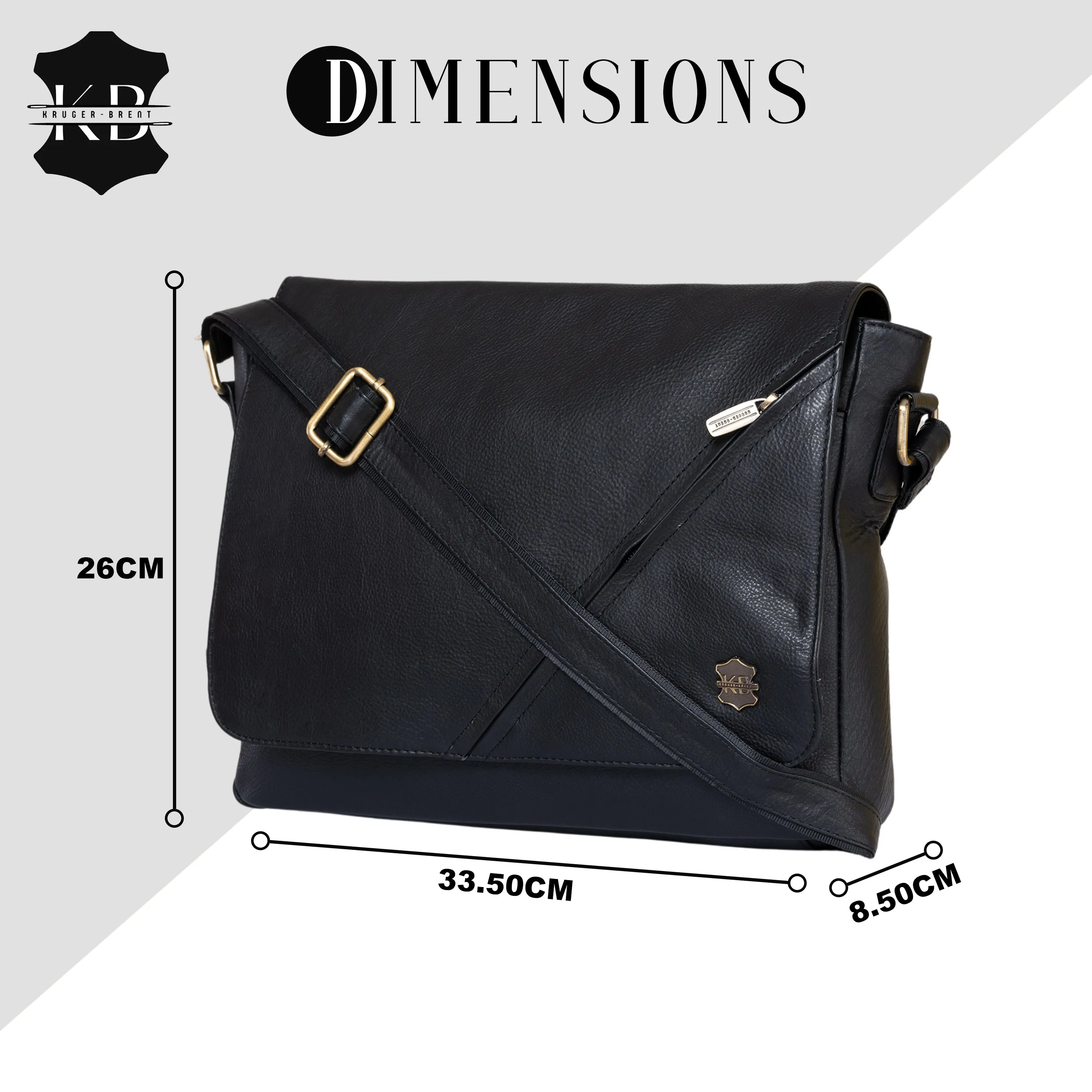 Kuger-Brent Hades Black Genuine Leather Unisex Messenger Bag