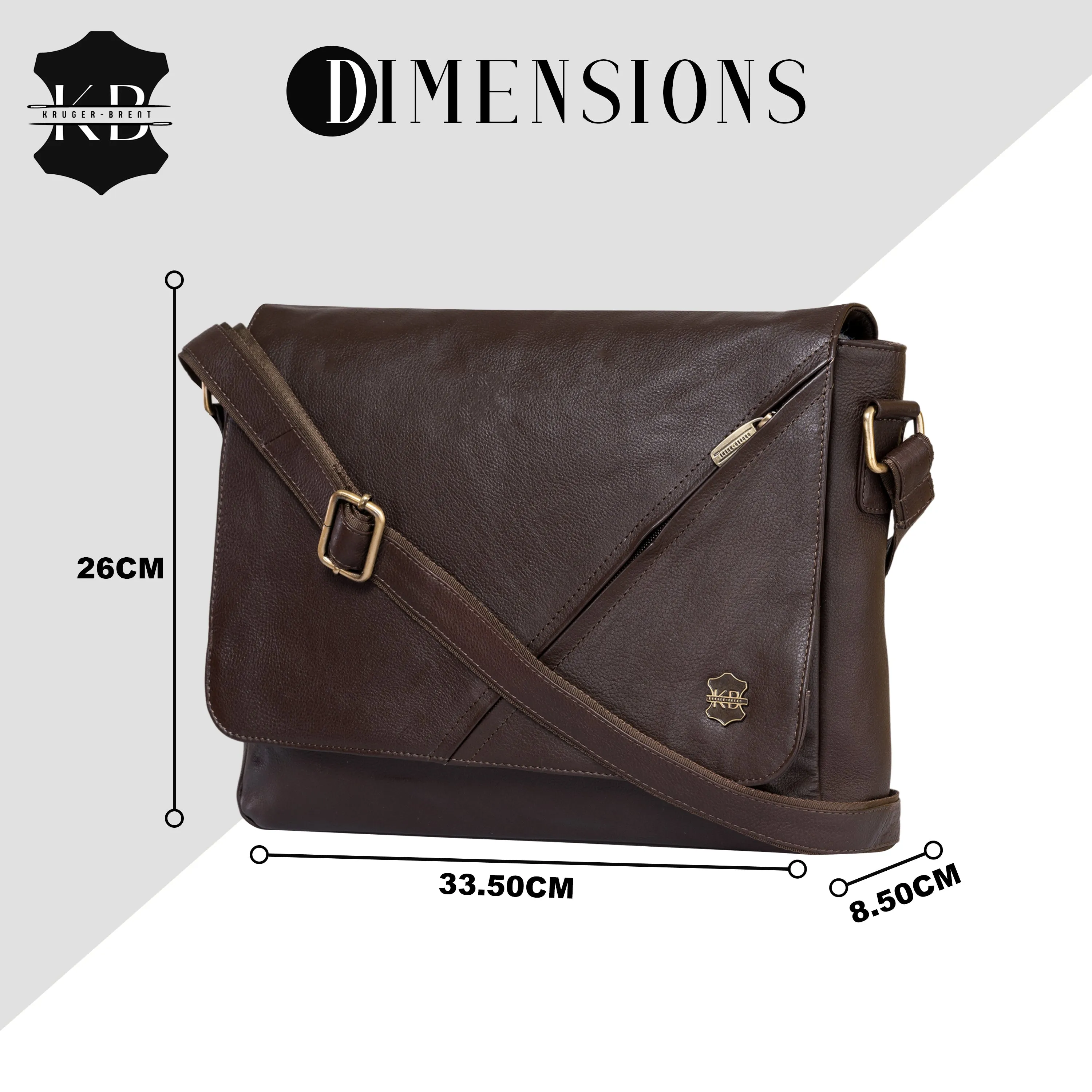 Kuger-Brent Hades Brown Genuine Leather Unisex Messenger Bag