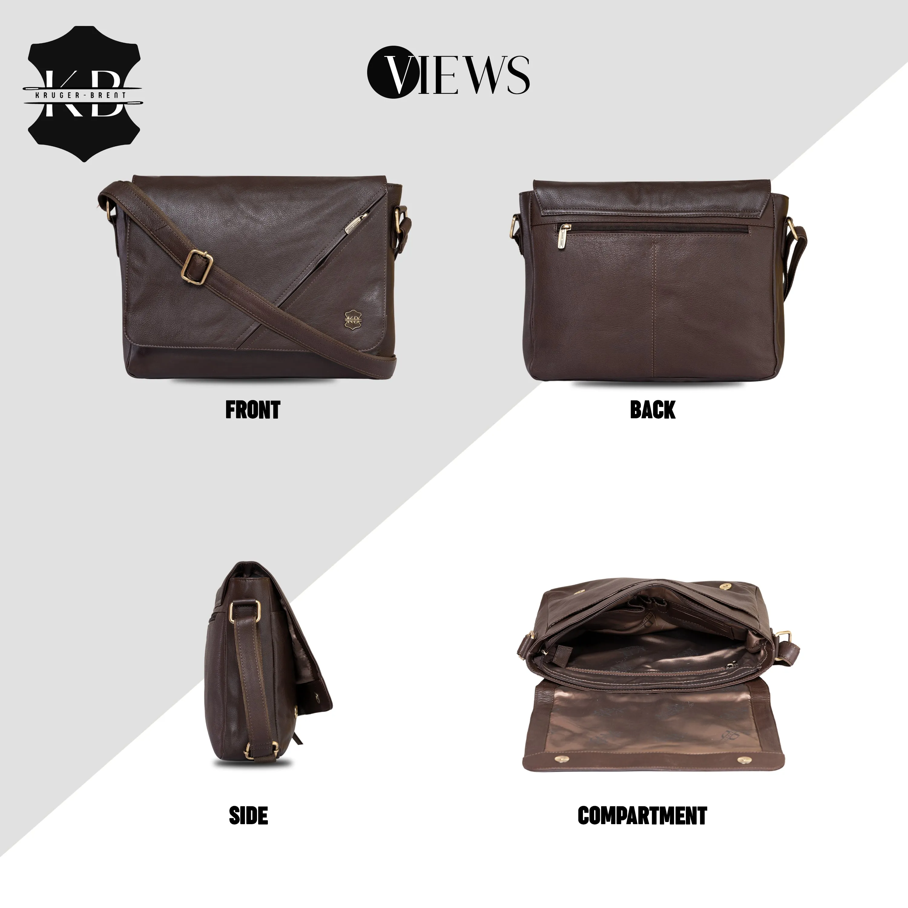 Kuger-Brent Hades Brown Genuine Leather Unisex Messenger Bag