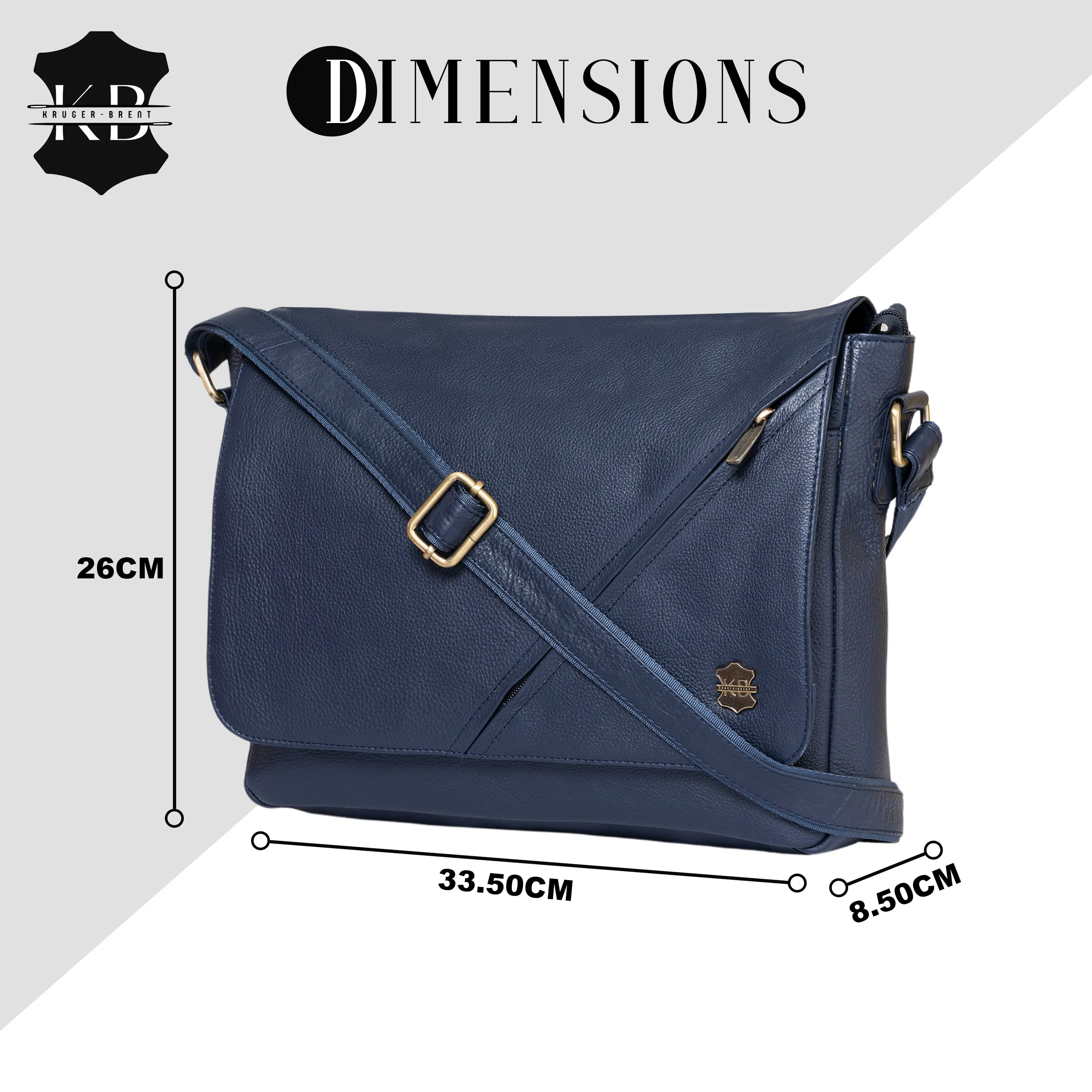 Kuger-Brent Hades Navy Genuine Leather Unisex Messenger Bag