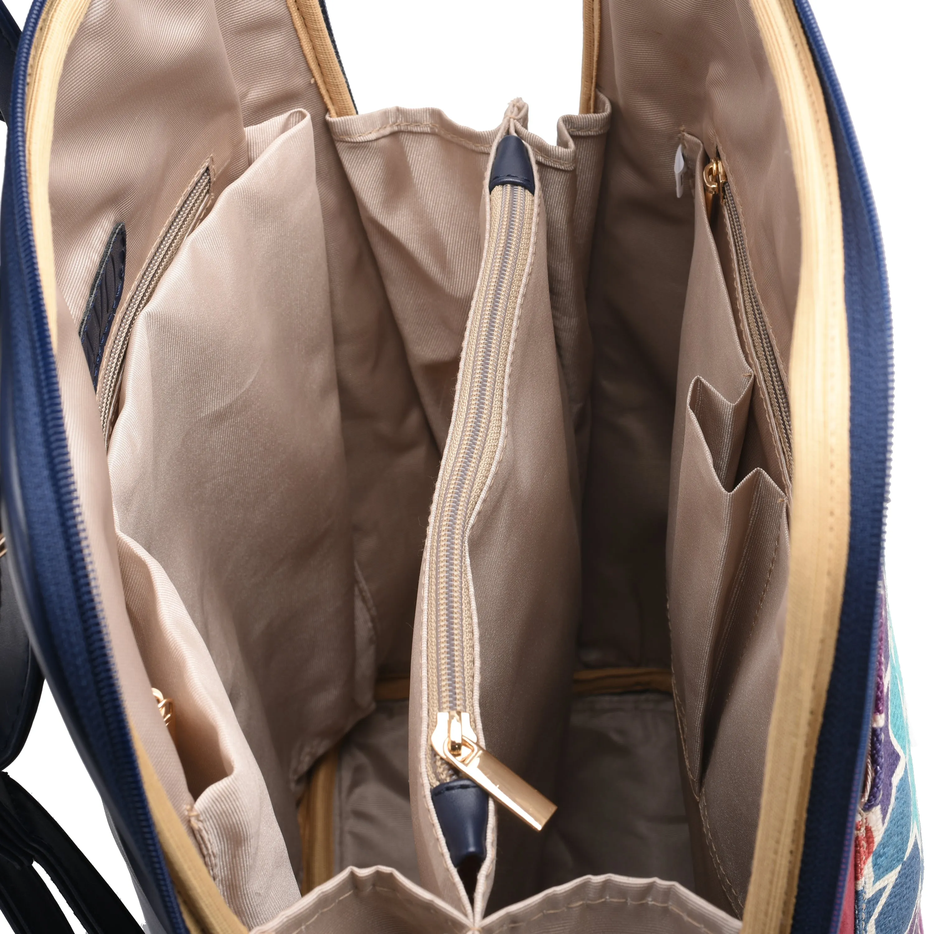 Laptop Navy with colourful fabric Backpack/Cross-Code 2002