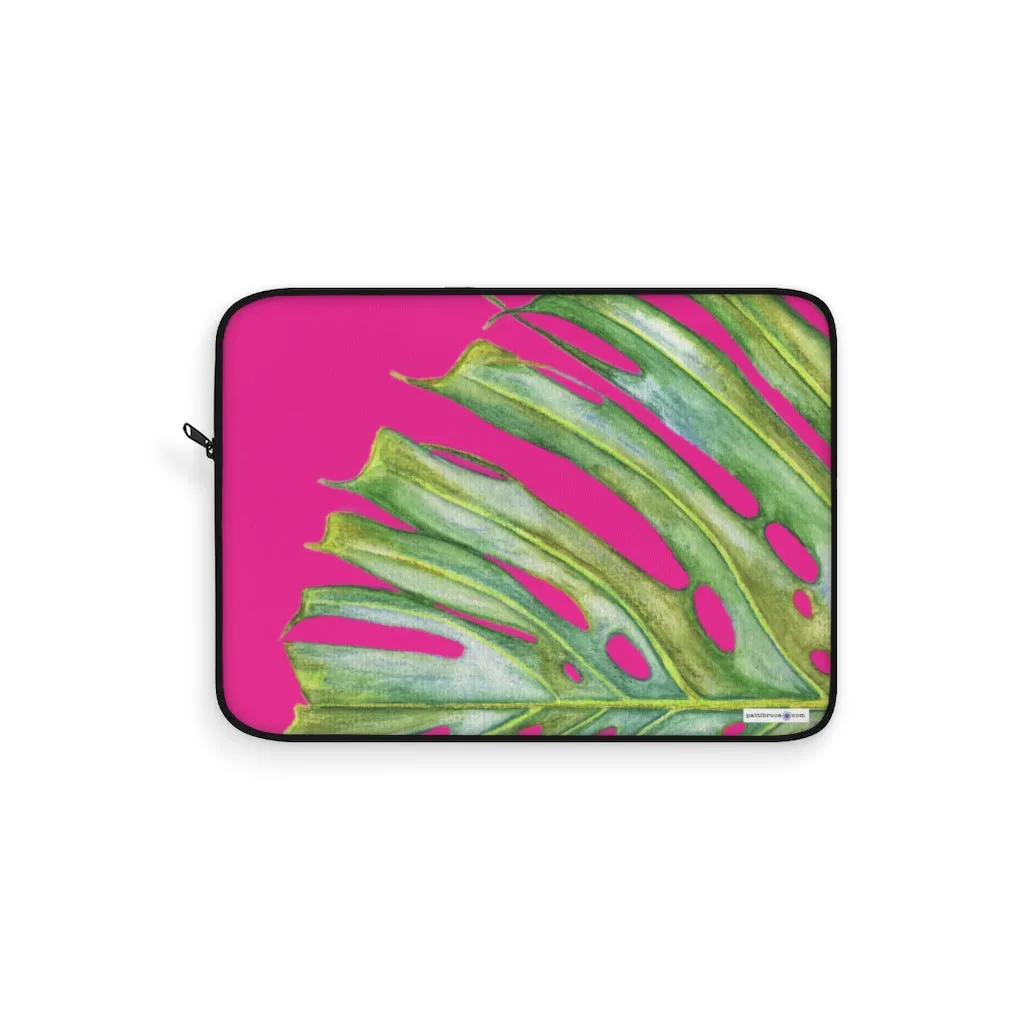 Laptop Sleeve: Monstera Leaf - Pink