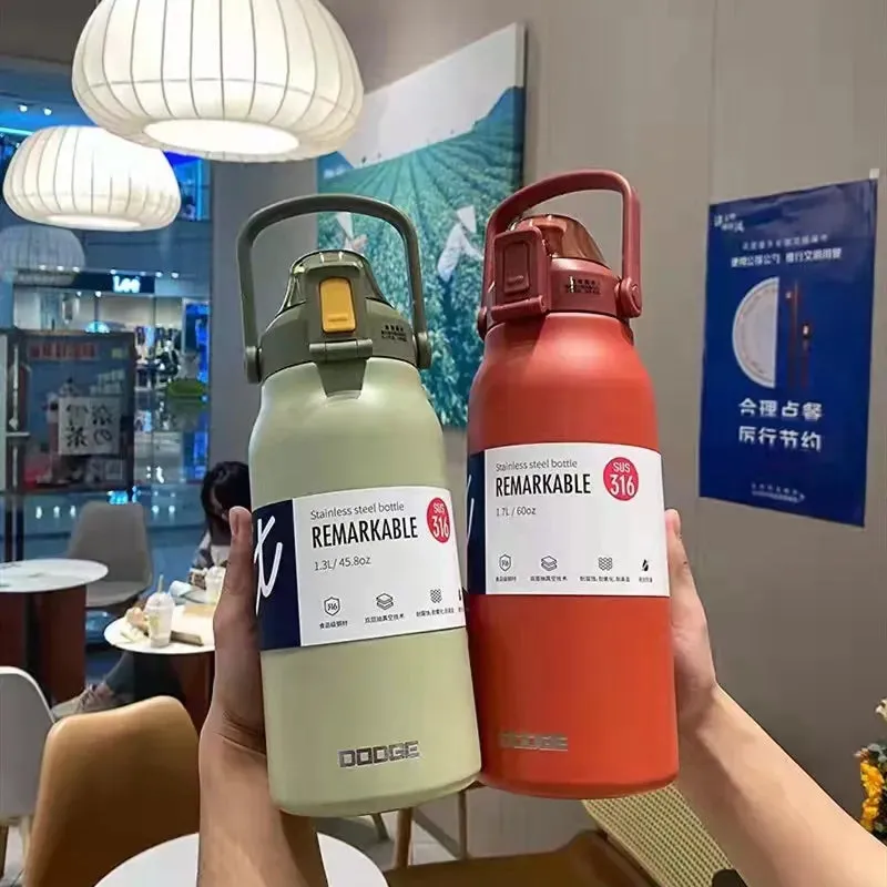 Large Capacity Thermal Bottle - Portable Thermo Mug Thermos Water Bottle Tumbler for Outdoor Stainless Steel Thermal