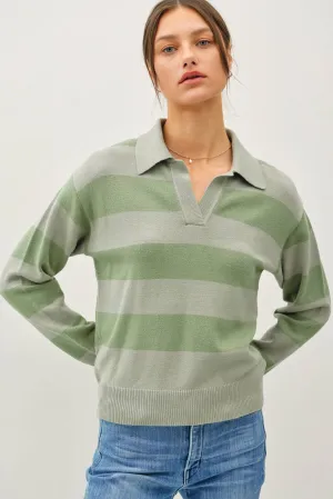 LARGE STRIPE COLLARED SWEATER