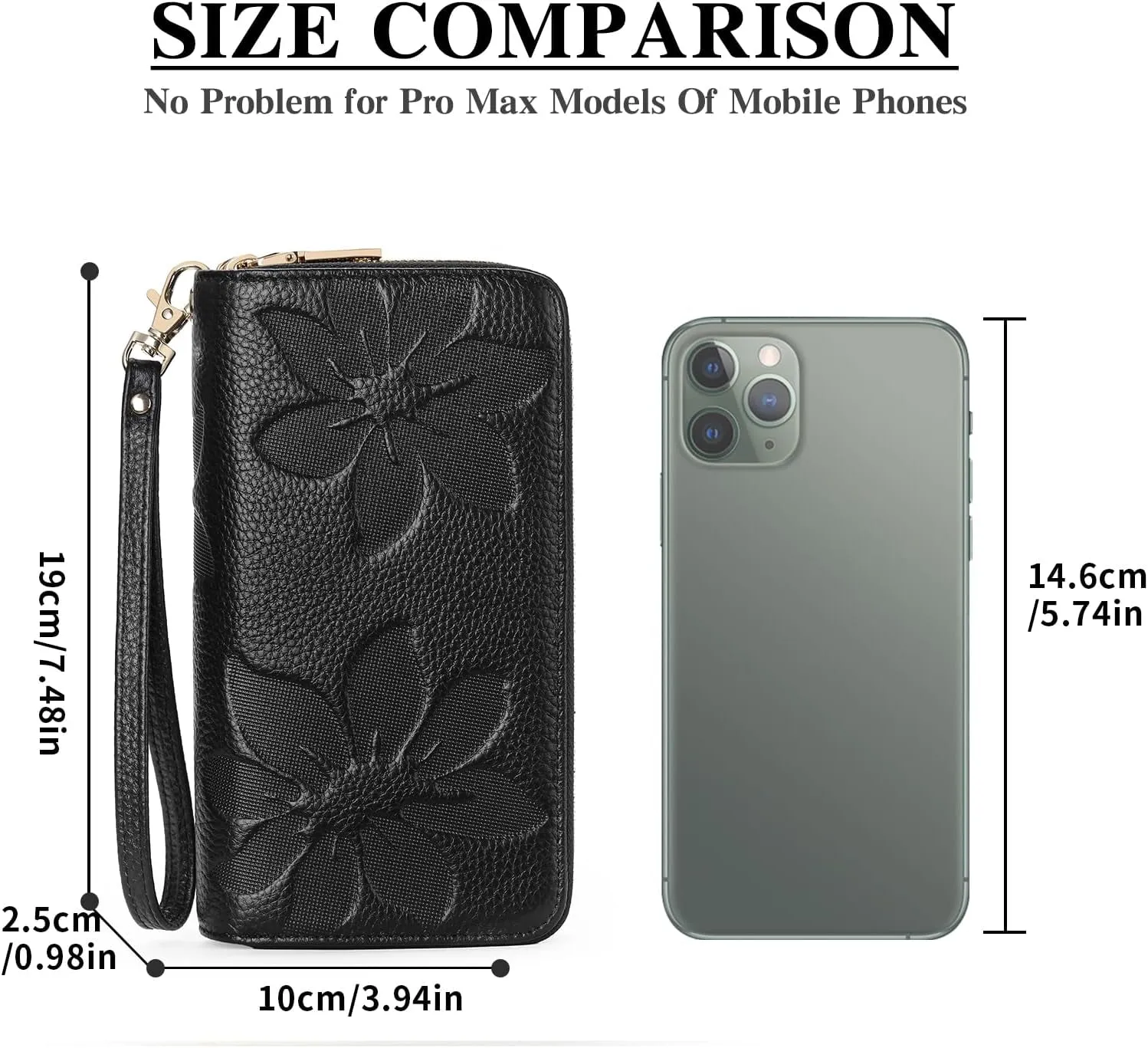 Leather Clutch for Women, Double Zip Wristlet Wallet
