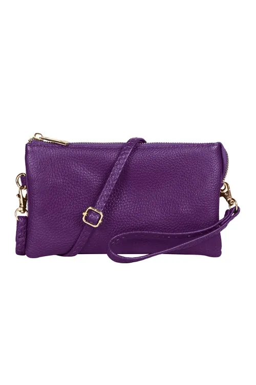 LEATHER CROSSBODY BAG WITH WRISTLET