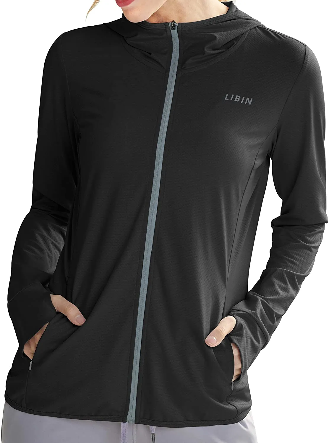 Libin Women's Full Zip UPF 50  Sun Protection Hoodie Jacket Long Sleeve Sun Shirt Hiking Outdoor Performance with Pockets