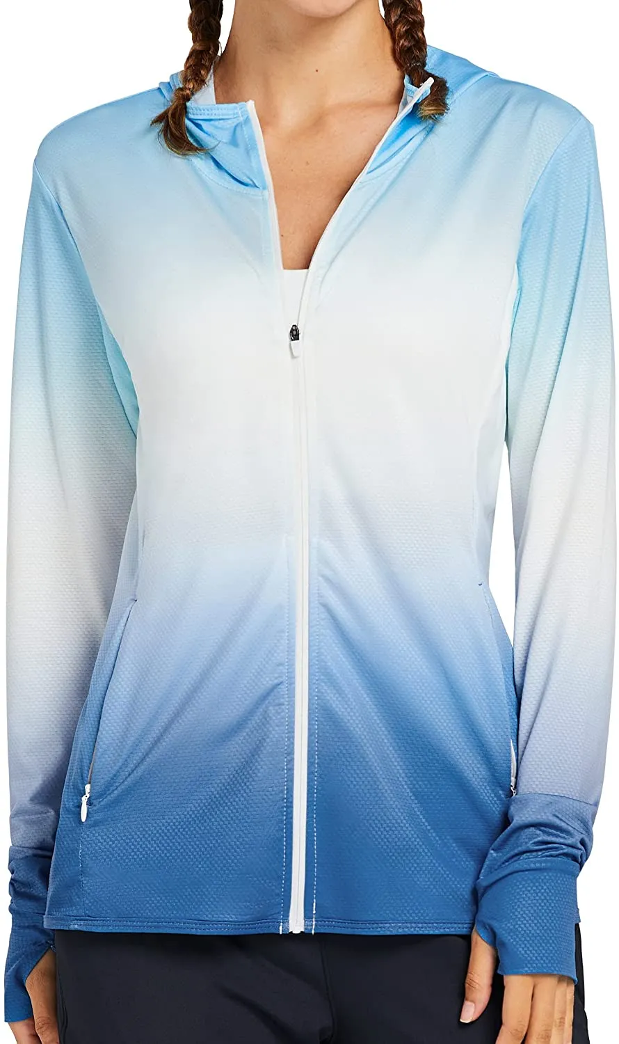 Libin Women's Full Zip UPF 50  Sun Protection Hoodie Jacket Long Sleeve Sun Shirt Hiking Outdoor Performance with Pockets