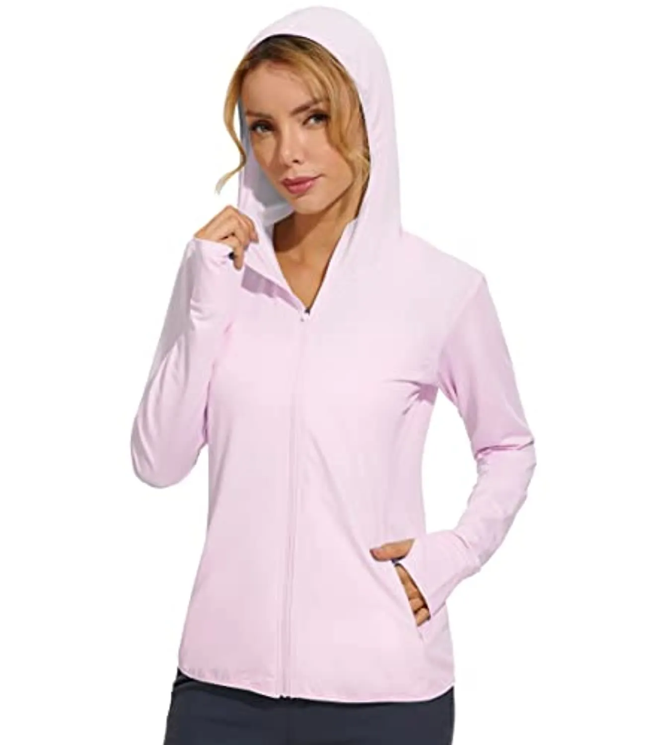 Libin Women's Full Zip UPF 50  Sun Protection Hoodie Jacket Long Sleeve Sun Shirt Hiking Outdoor Performance with Pockets