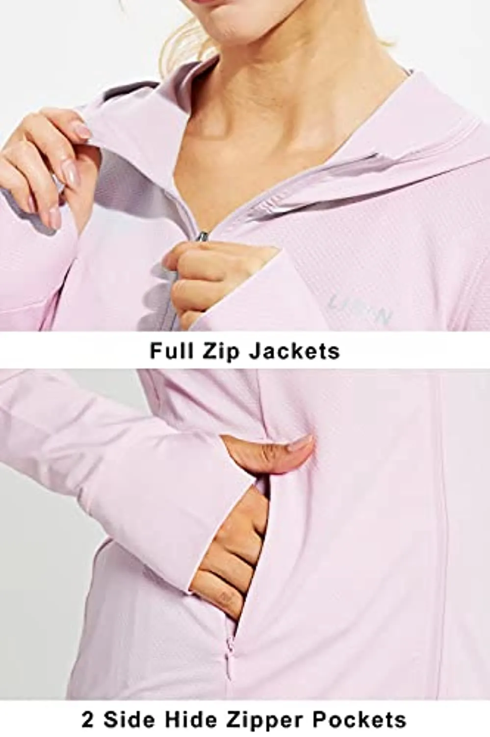 Libin Women's Full Zip UPF 50  Sun Protection Hoodie Jacket Long Sleeve Sun Shirt Hiking Outdoor Performance with Pockets