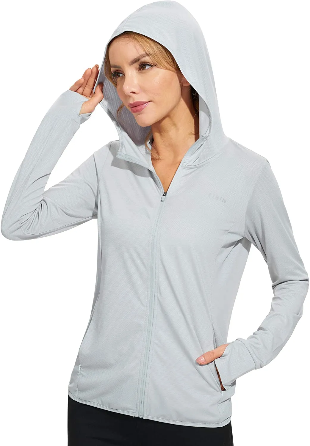 Libin Women's Full Zip UPF 50  Sun Protection Hoodie Jacket Long Sleeve Sun Shirt Hiking Outdoor Performance with Pockets