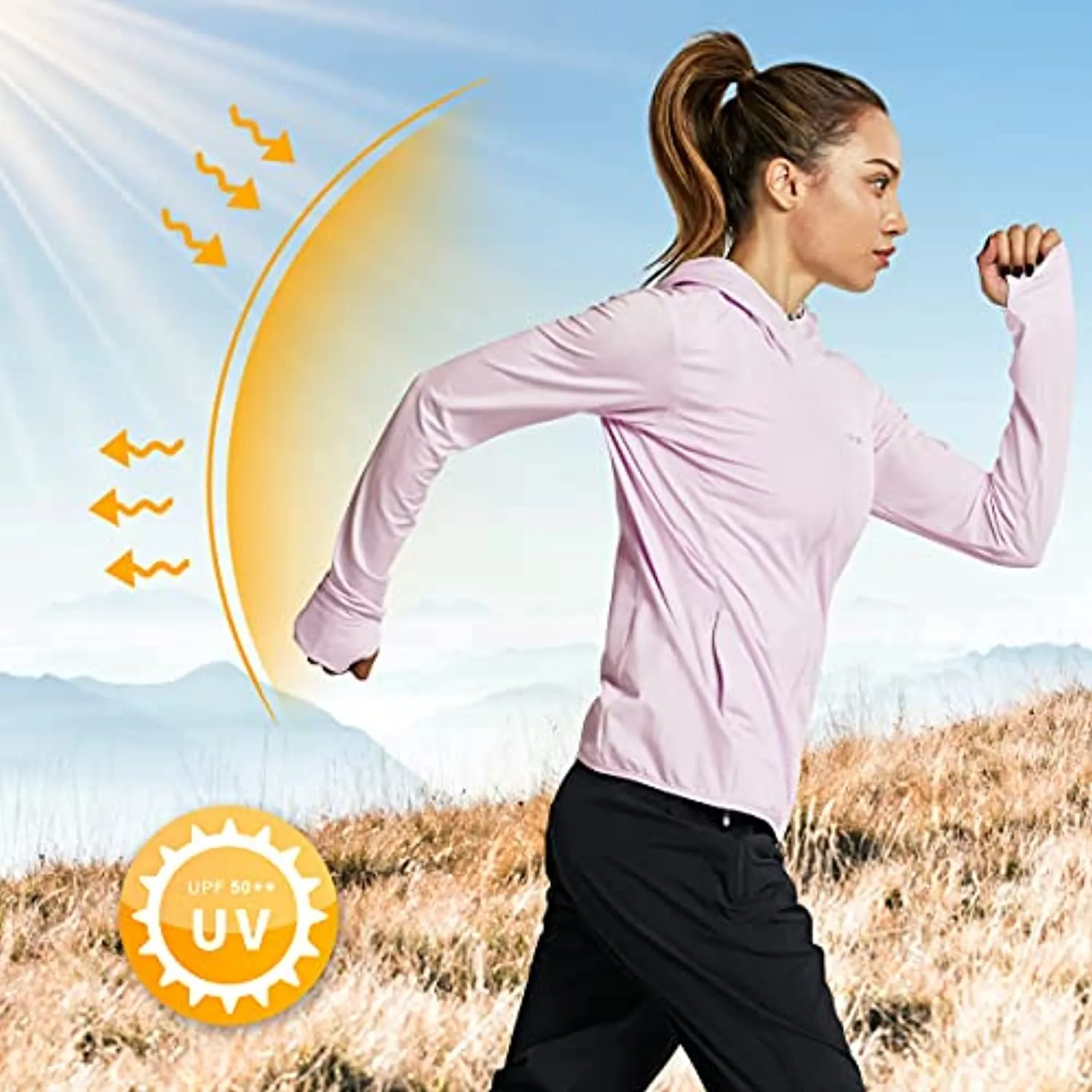 Libin Women's Full Zip UPF 50  Sun Protection Hoodie Jacket Long Sleeve Sun Shirt Hiking Outdoor Performance with Pockets