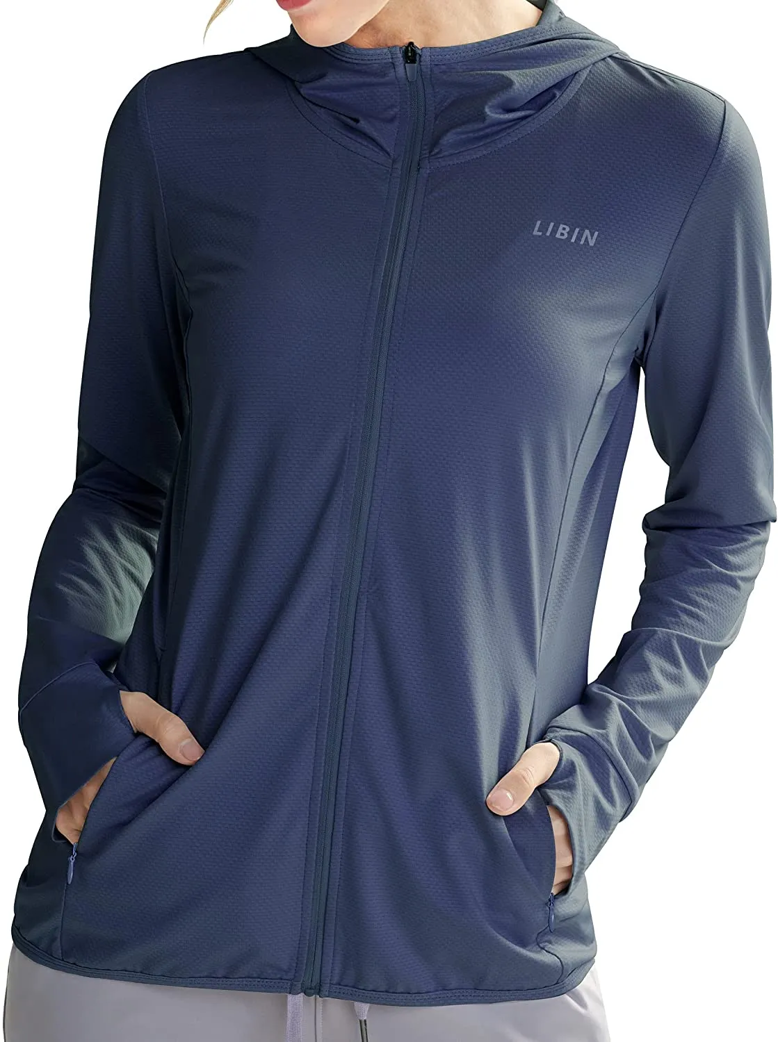Libin Women's Full Zip UPF 50  Sun Protection Hoodie Jacket Long Sleeve Sun Shirt Hiking Outdoor Performance with Pockets