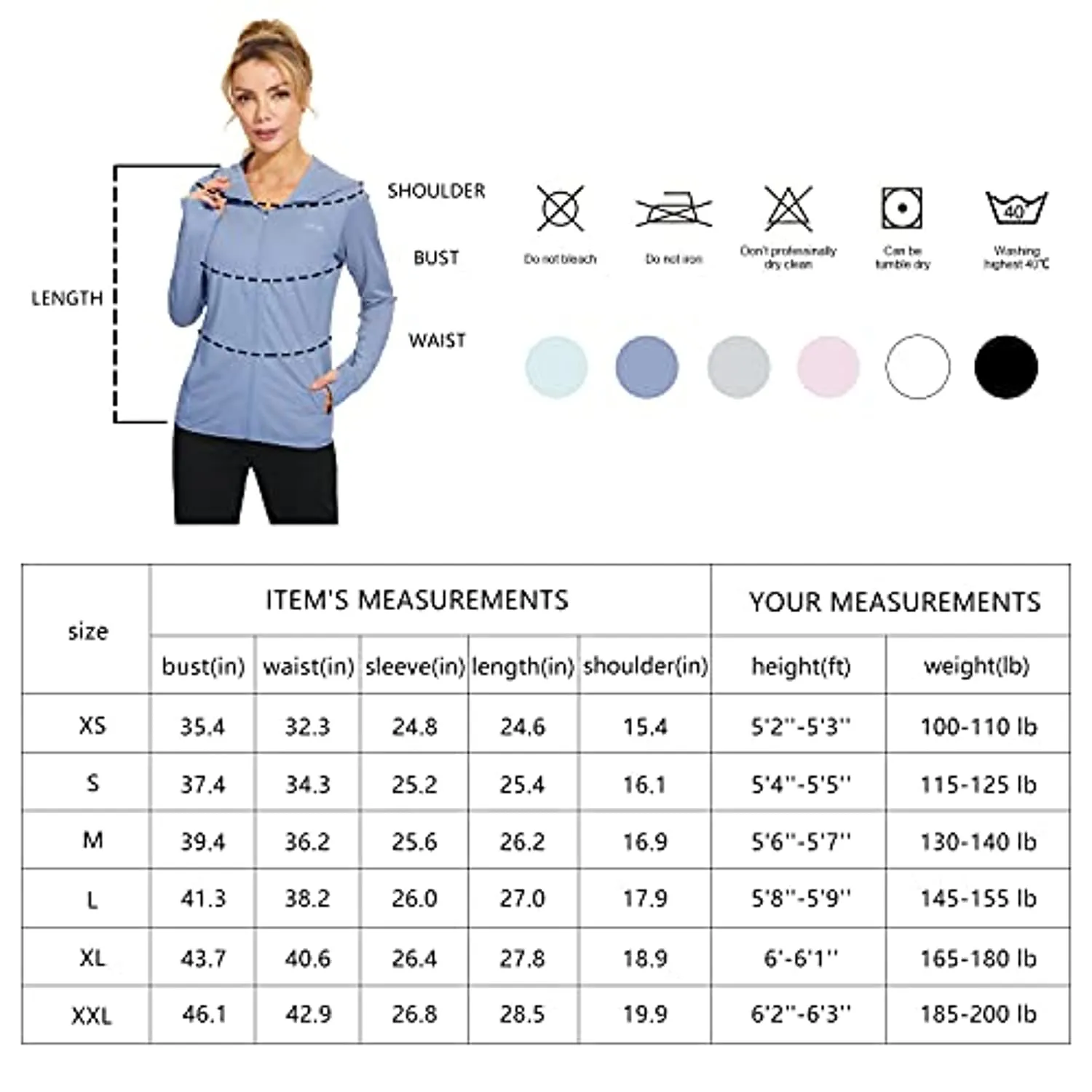 Libin Women's Full Zip UPF 50  Sun Protection Hoodie Jacket Long Sleeve Sun Shirt Hiking Outdoor Performance with Pockets
