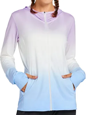 Libin Women's Full Zip UPF 50  Sun Protection Hoodie Jacket Long Sleeve Sun Shirt Hiking Outdoor Performance with Pockets