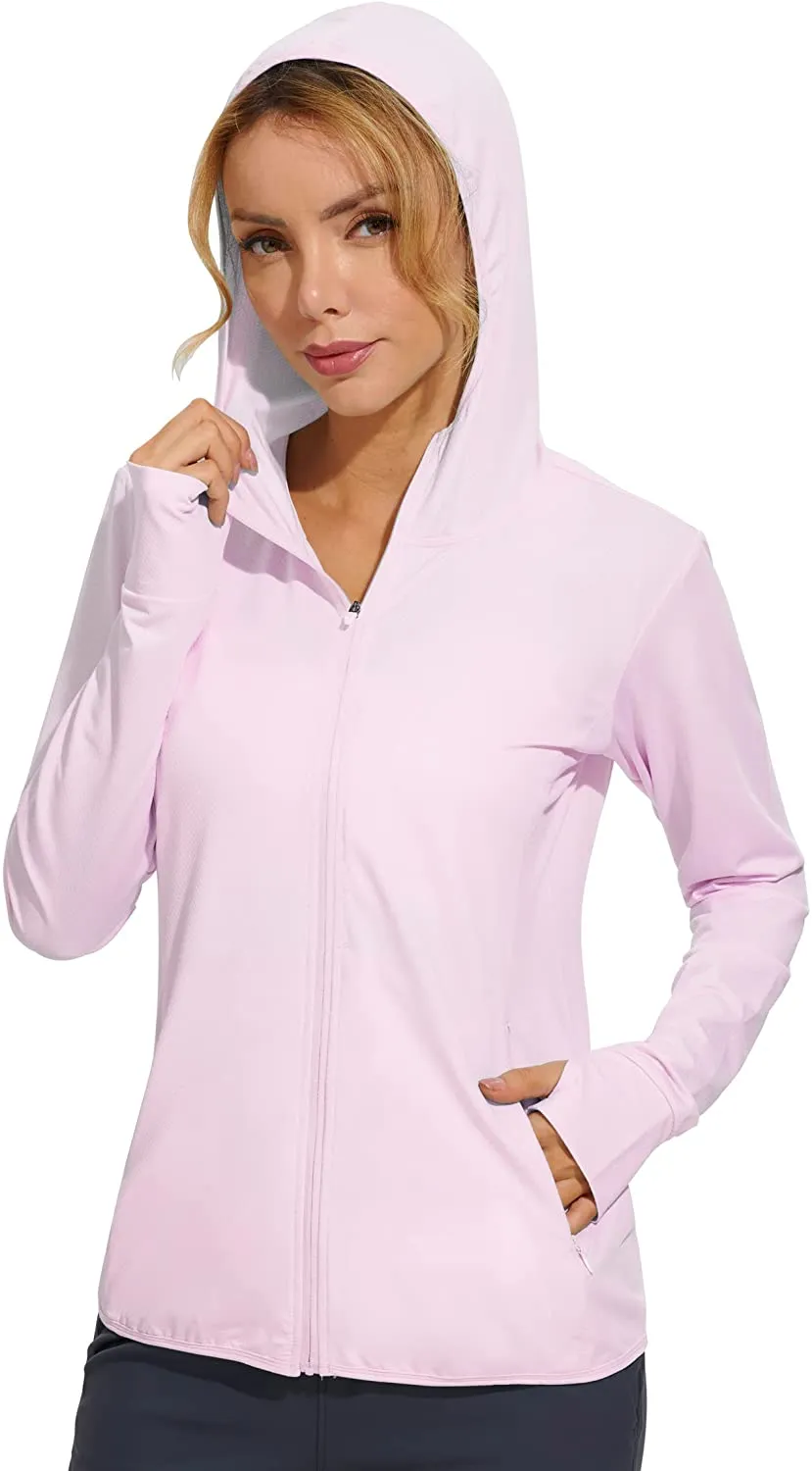Libin Women's Full Zip UPF 50  Sun Protection Hoodie Jacket Long Sleeve Sun Shirt Hiking Outdoor Performance with Pockets