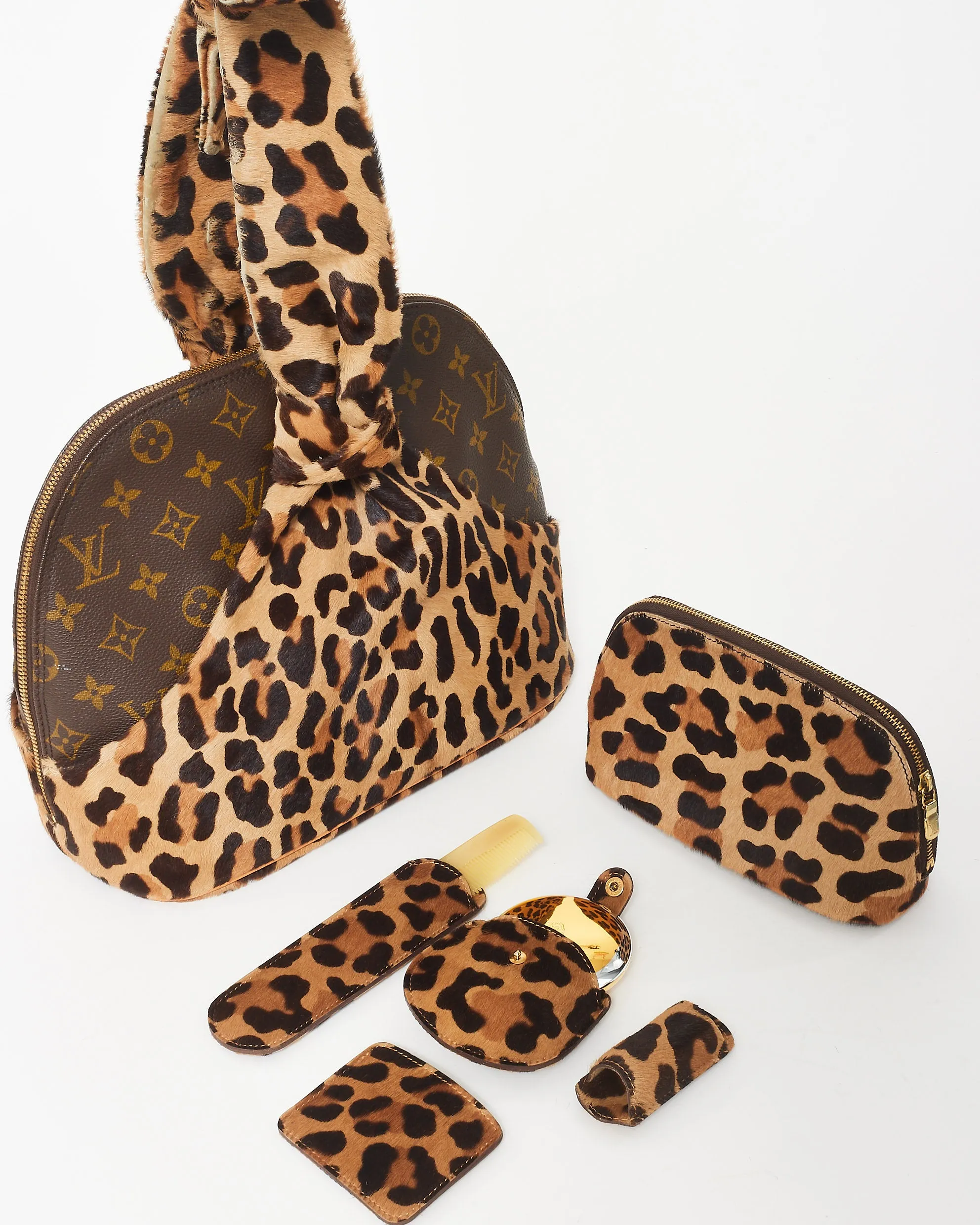 Louis Vuitton x Alaïa Limited Edition Leopard Pony Hair Monogram Alma   Full Set