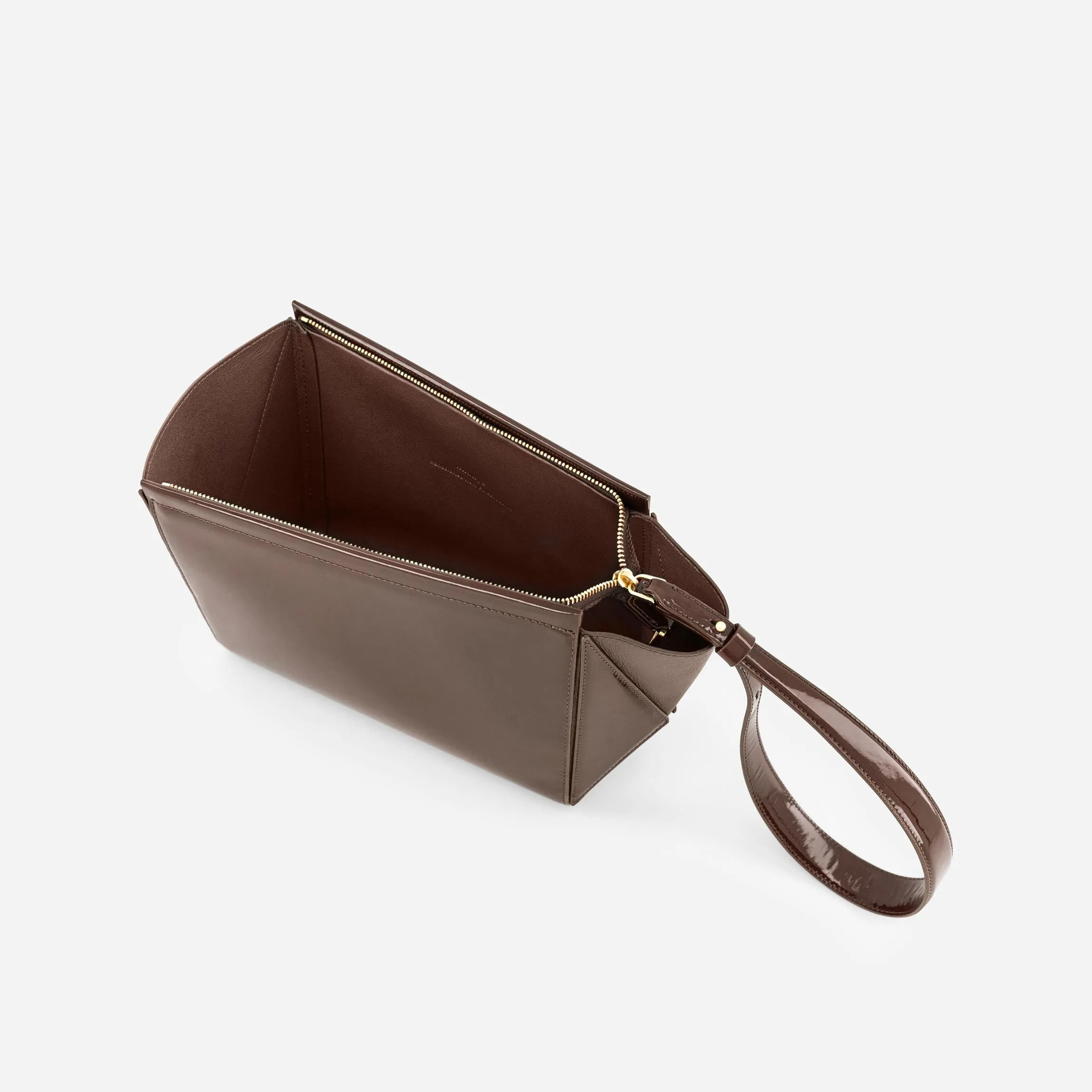 Medium Triangle Pouch - Patent Brown