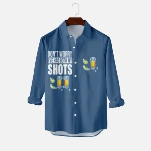 Men's Blue Basic Cocktail Festival Long Sleeve Shirt