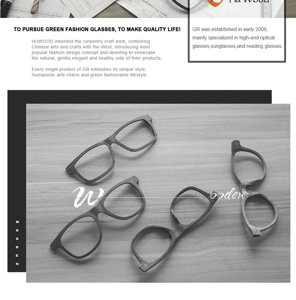 Men's Square Metal Frame Sunglasses Spring Wood Temple With Polarized Lenses 4 Colors Gr8037