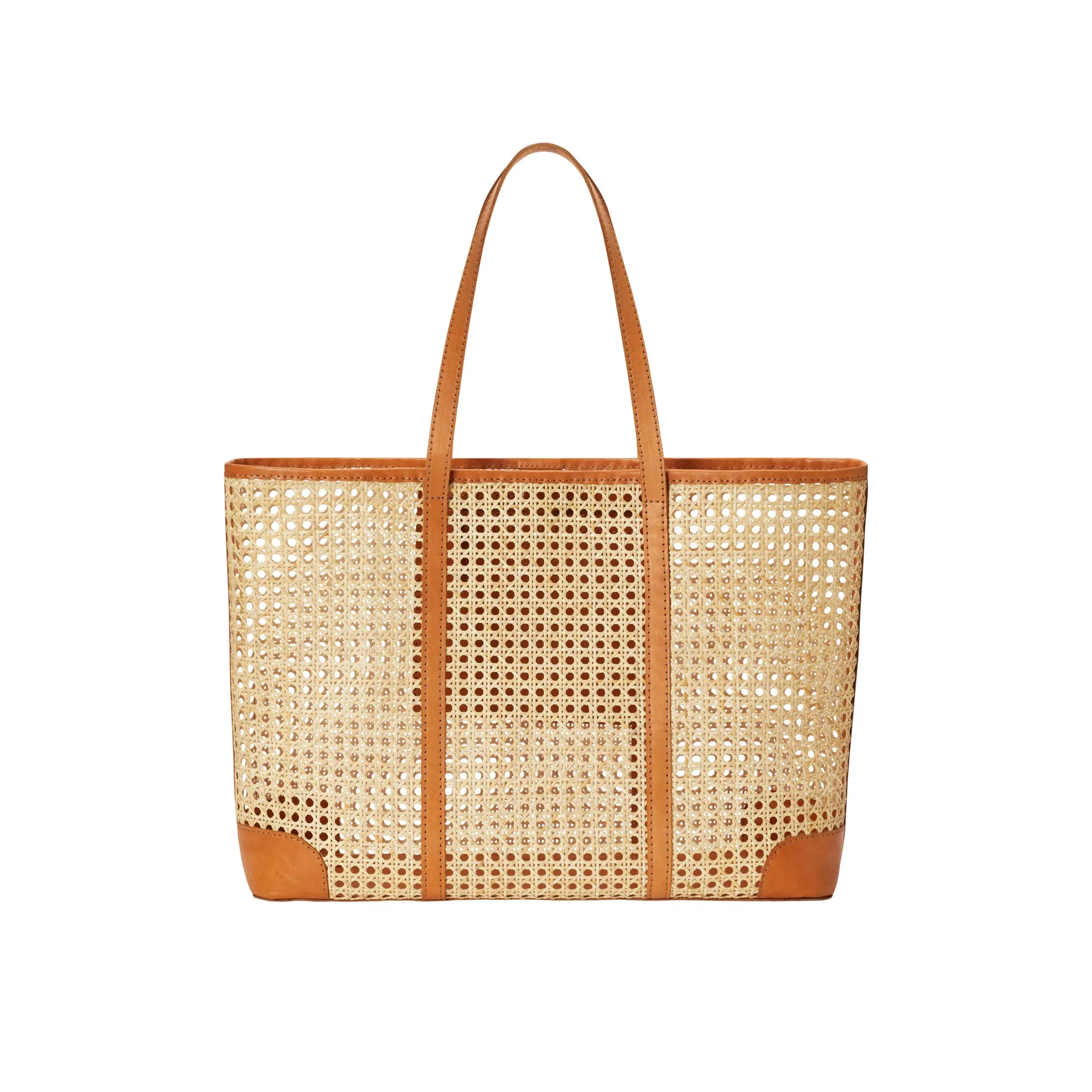 Mia Woven and Leather Tote - Large