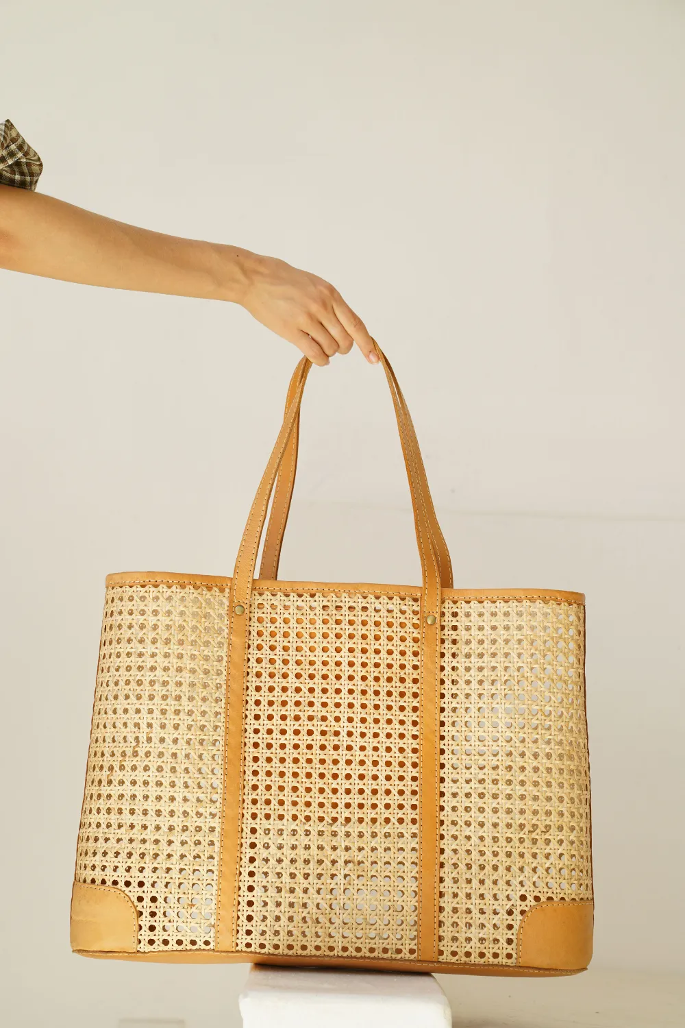 Mia Woven and Leather Tote - Large