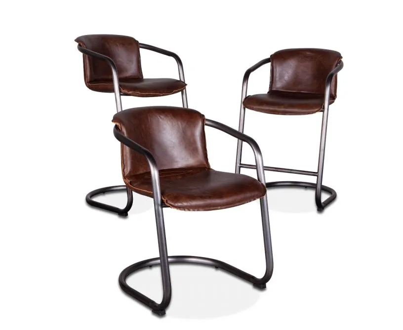 Nisky Leather Counter Chair - Geisha Brown