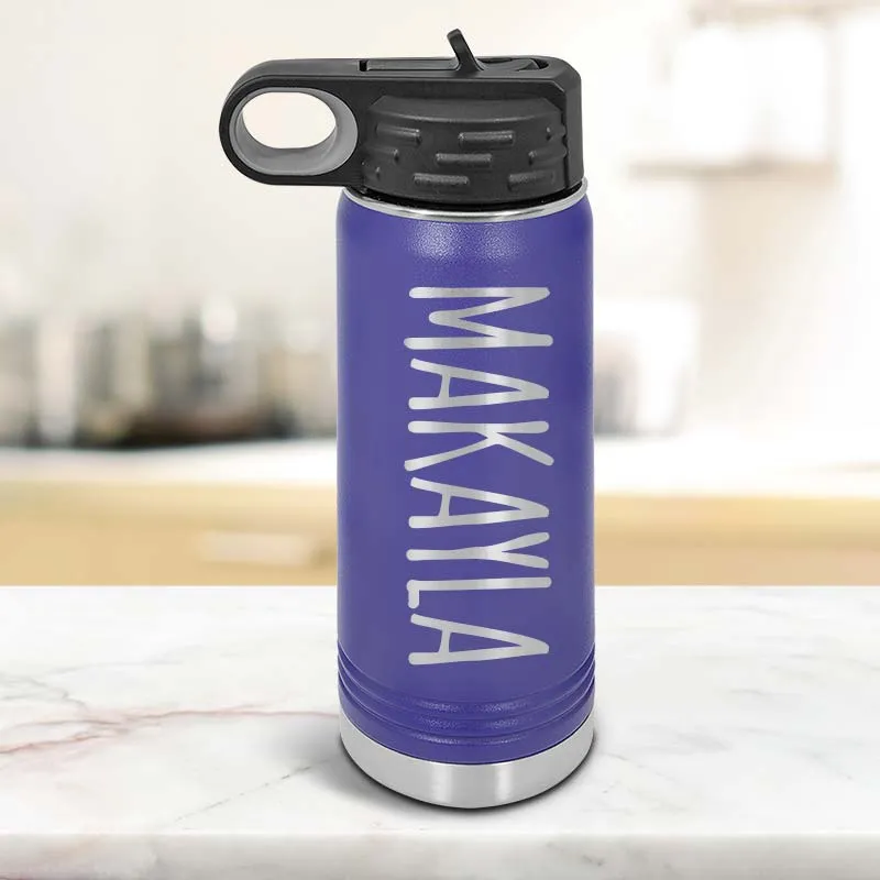 Personalized Kids Water Bottle Tumblers with Laser Engraved Name