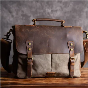 Personalized Monogram Canvas Messenger Bag Satchel Briefcase Laptop Bag