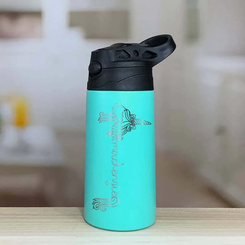 Personalized Unicorn Water Bottle Tumblers for Kids with Laser Engraved Name