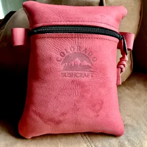 Pink Leather Traditional Medium EDC Pouch Bushcraft Survival Camping Possibles Dopp Grooming